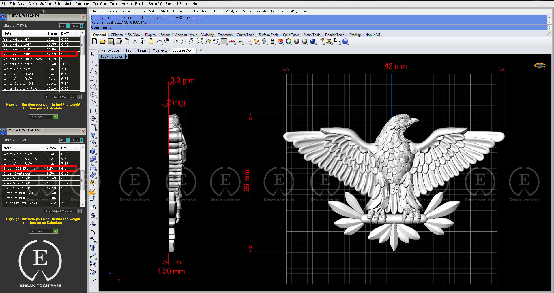 eagel pendant 3D print model_6