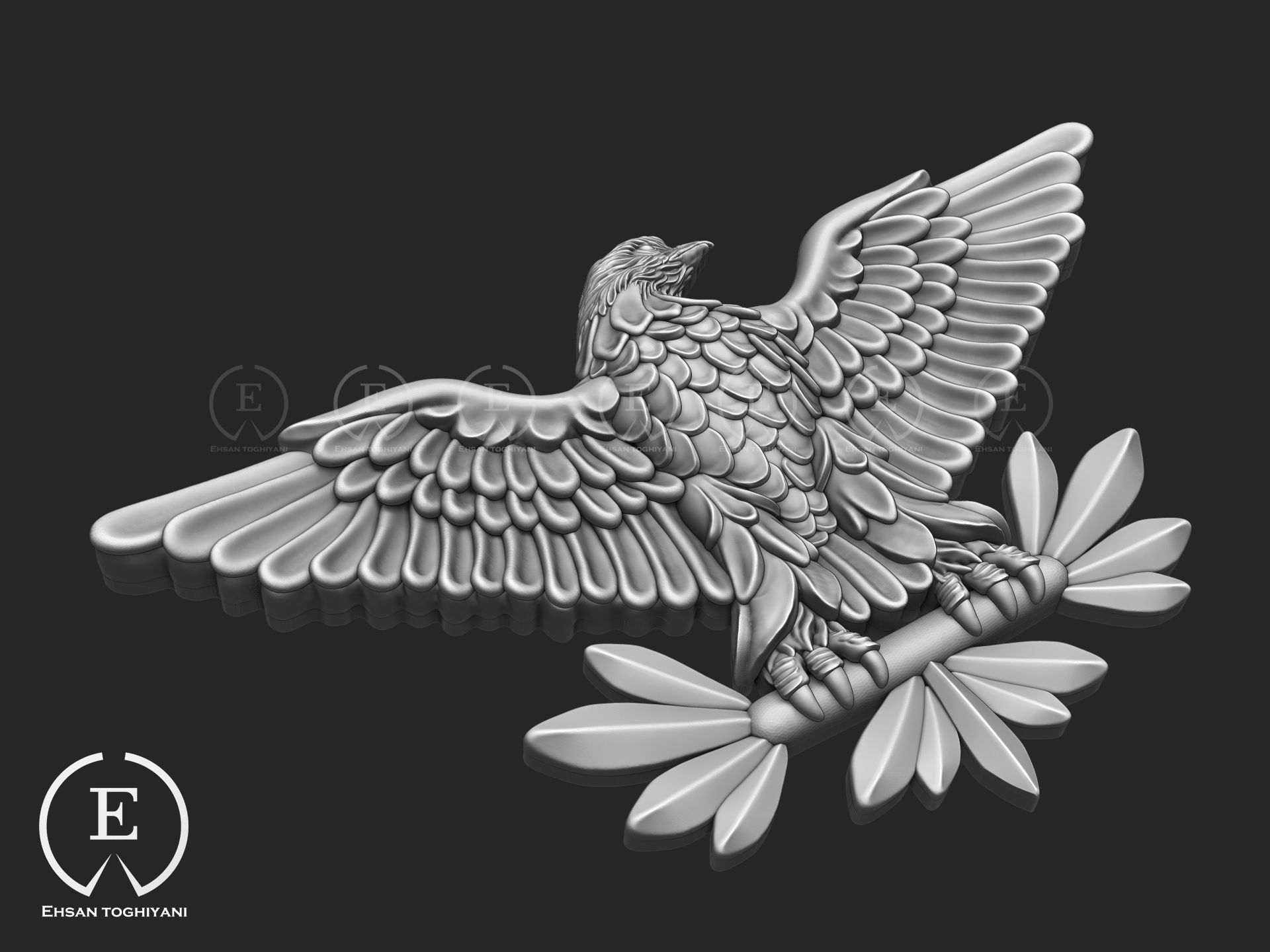 eagel pendant 3D print model_4