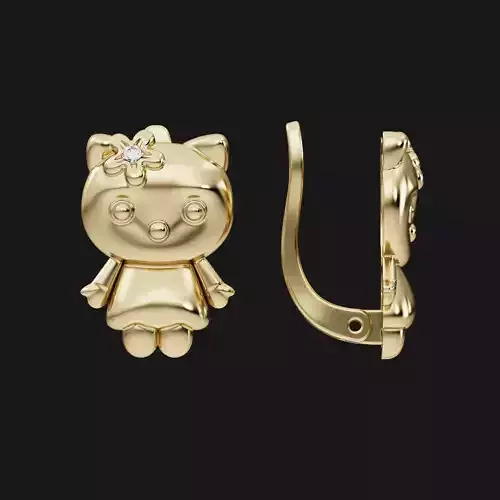 Kitty earrings with diamonds for children