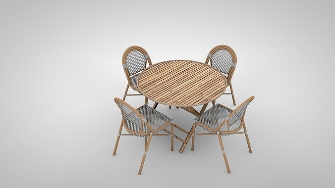 Bamboo Patio Furniture Set 3D model