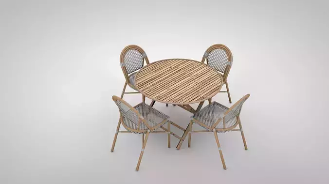 Bamboo Patio Furniture Set 3D model