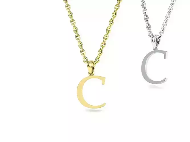 C INITIAL LETTER NECKLACE printable 3dmode 3D print model