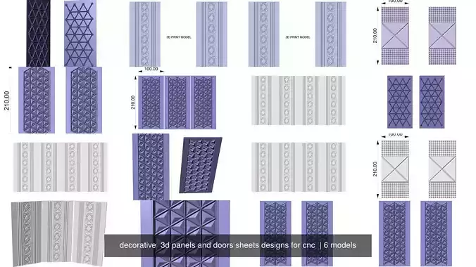 decorative  3d panels and doors sheets designs for cnc  3D Model Collection