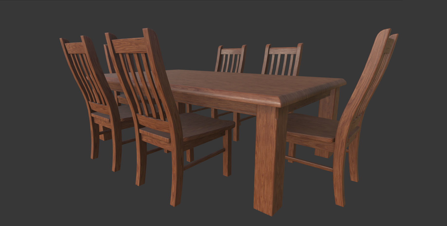 Dinning Table Low-poly 3D model_2