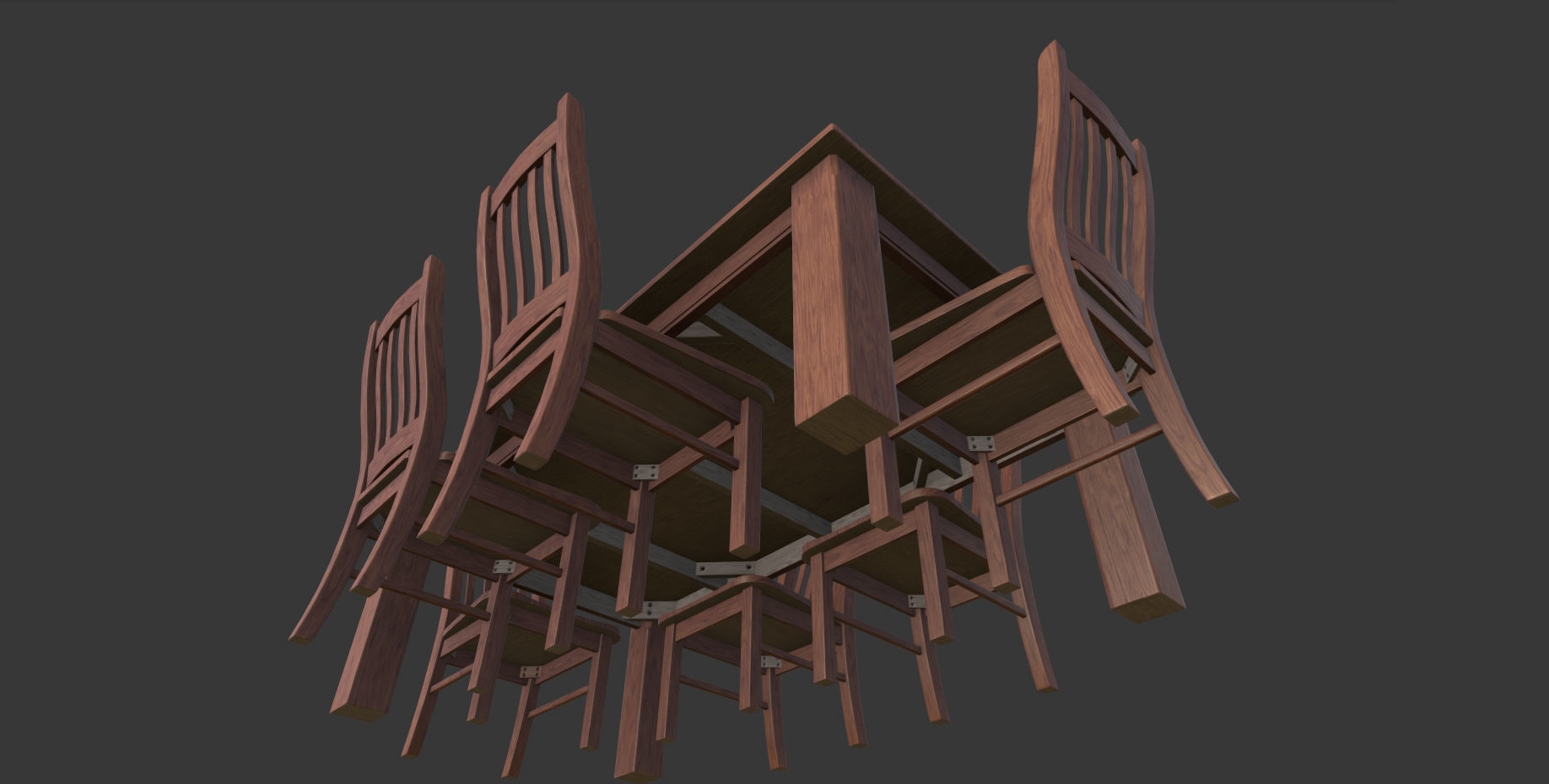 Dinning Table Low-poly 3D model_4