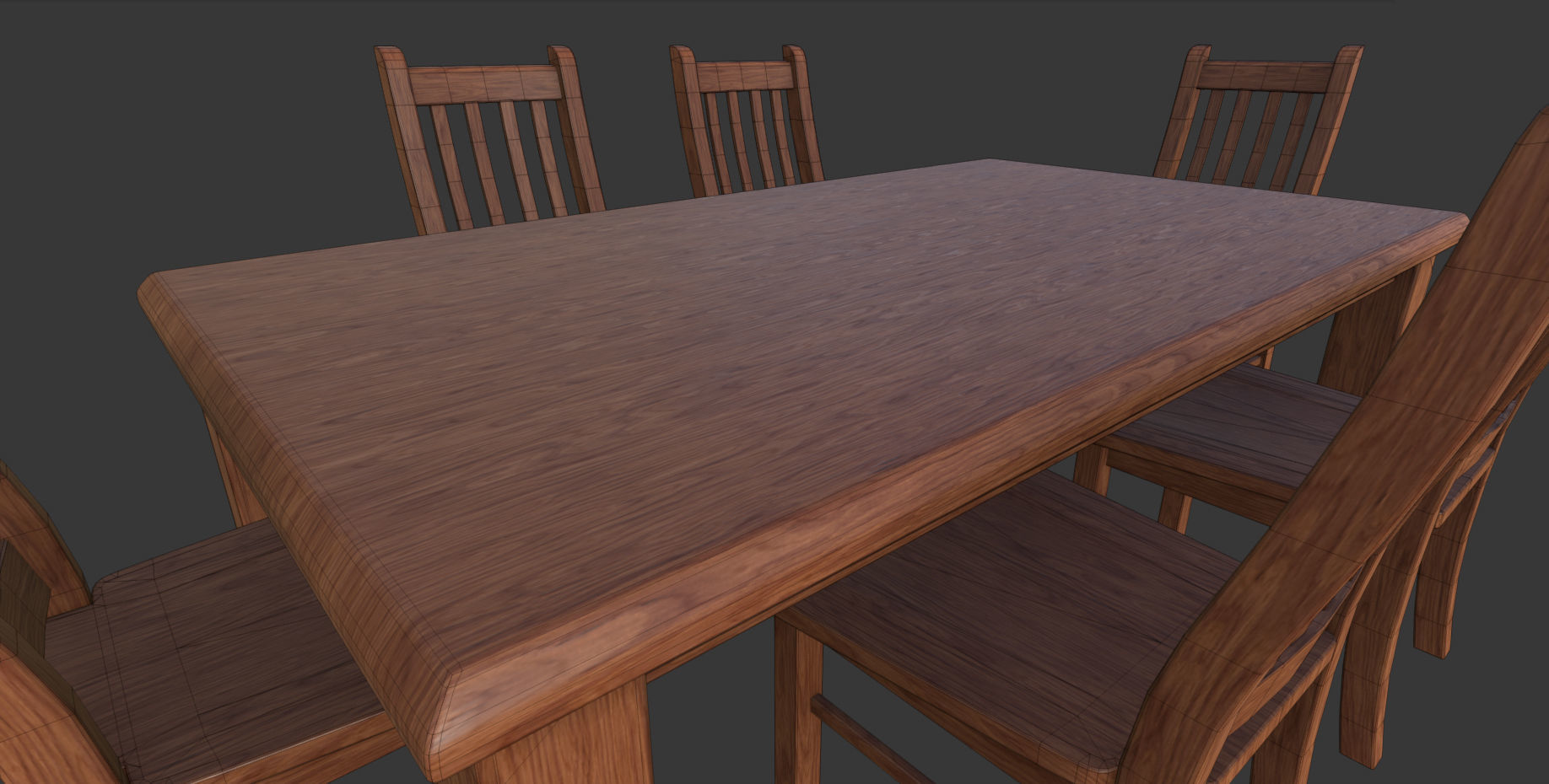 Dinning Table Low-poly 3D model_7