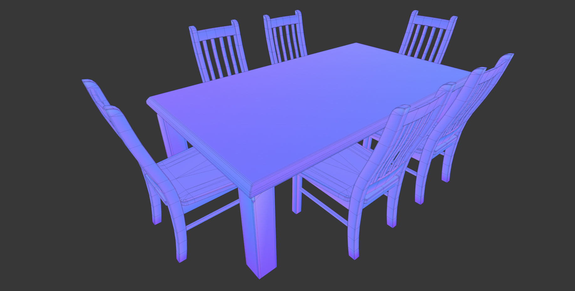 Dinning Table Low-poly 3D model_8