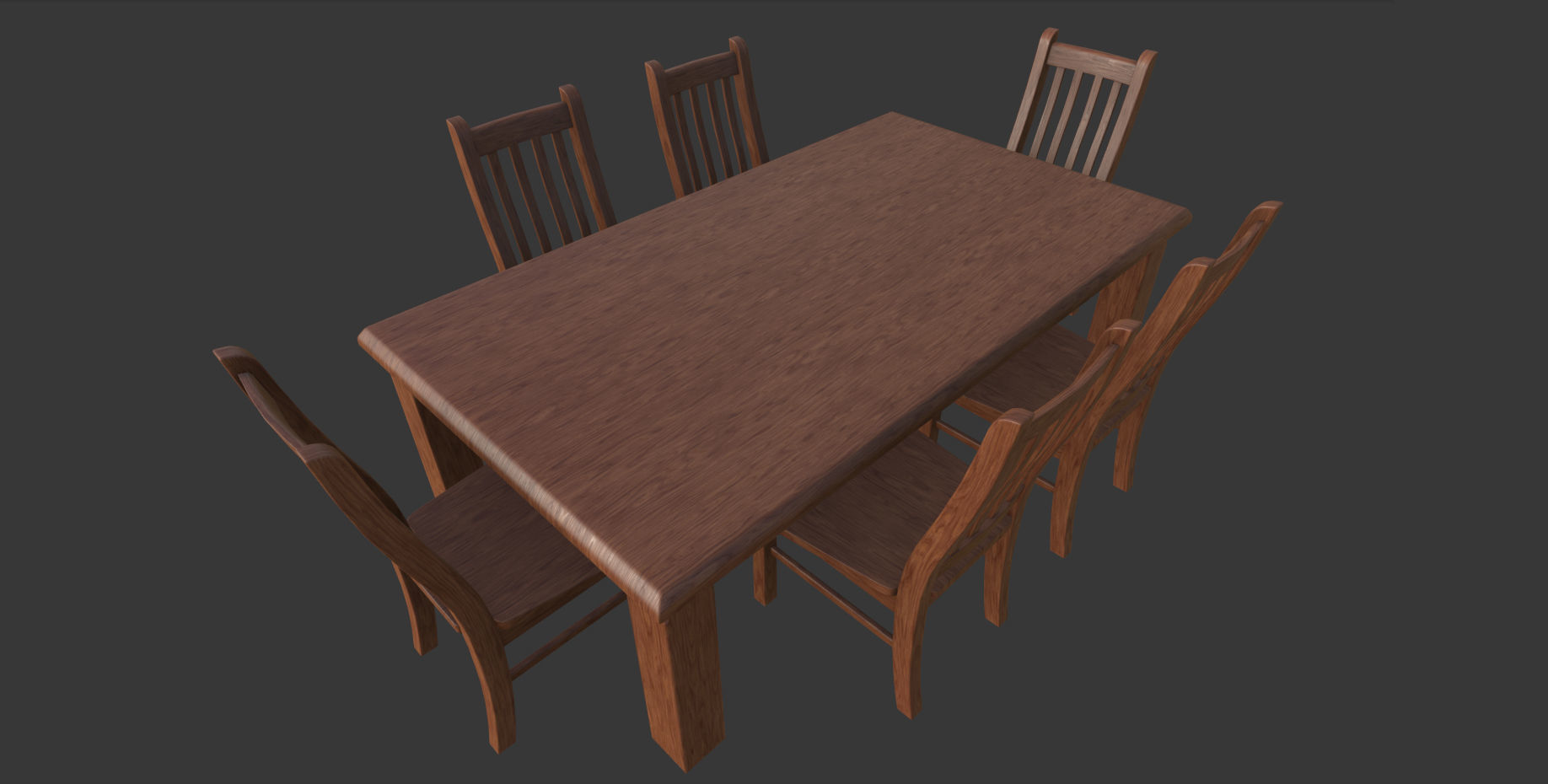 Dinning Table Low-poly 3D model_6