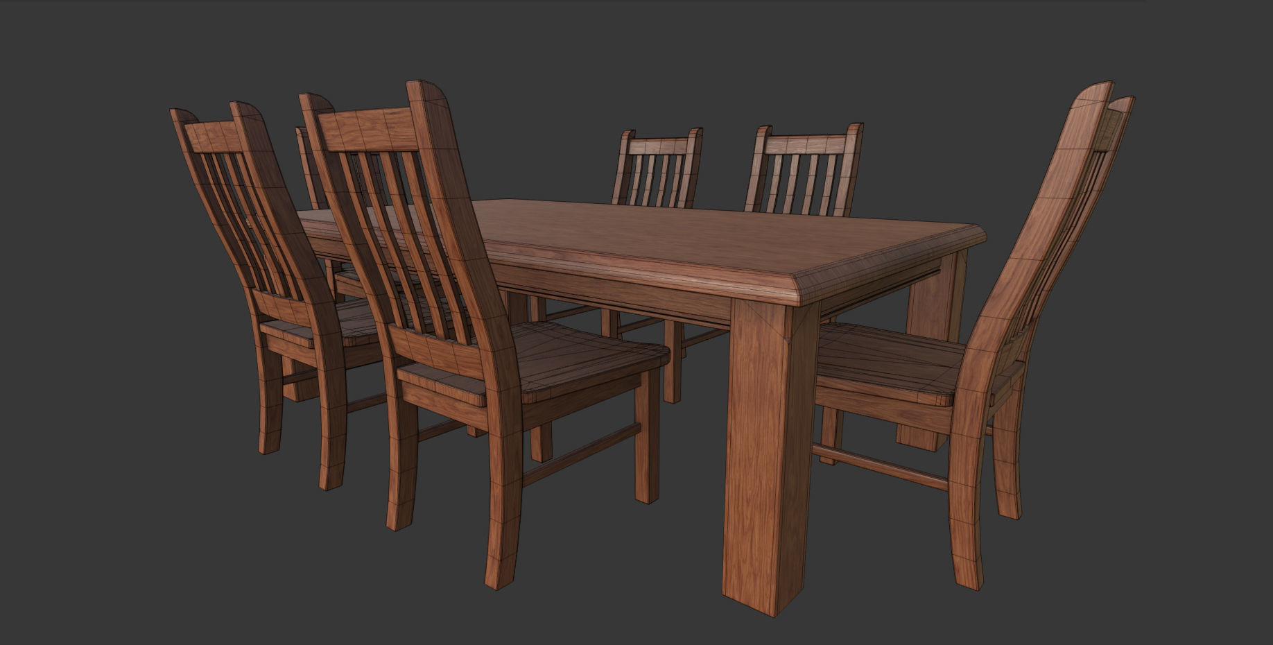 Dinning Table Low-poly 3D model_3
