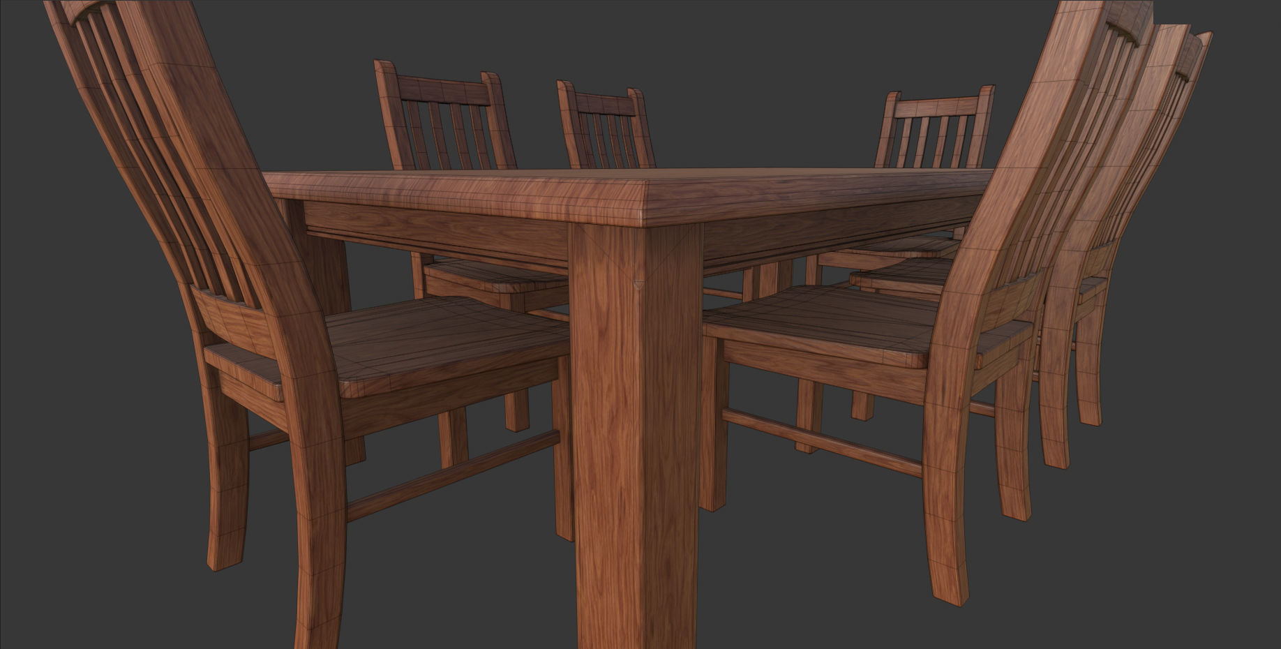 Dinning Table Low-poly 3D model_12