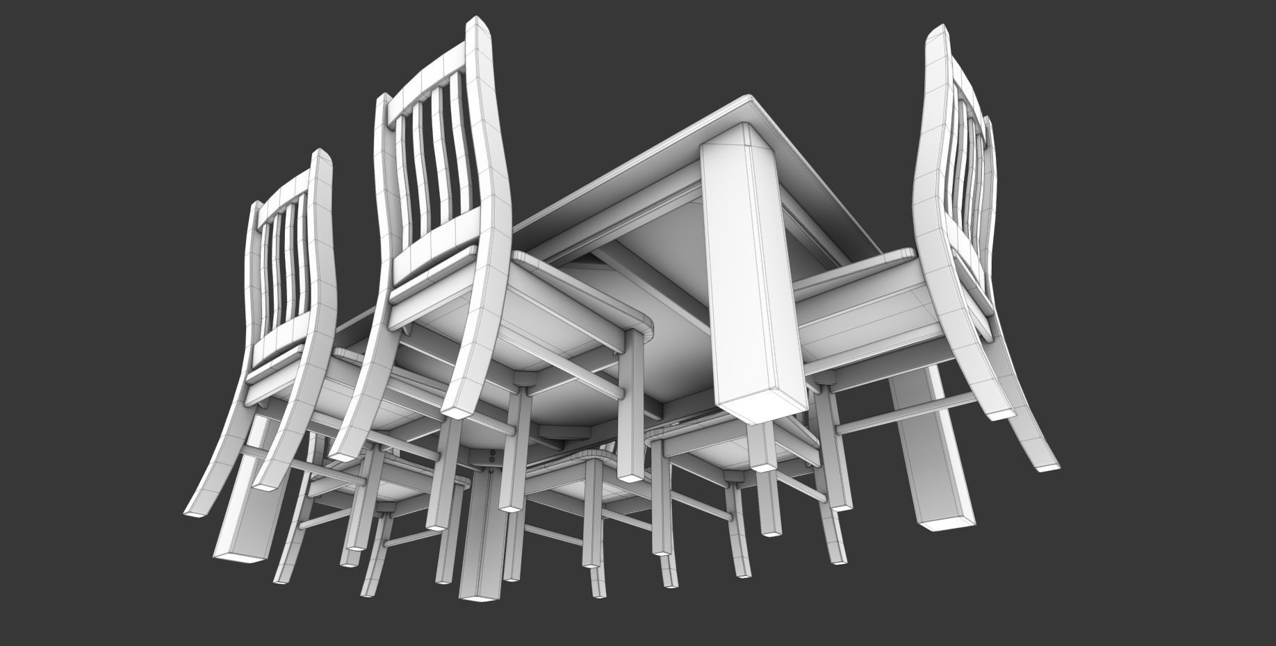 Dinning Table Low-poly 3D model_10