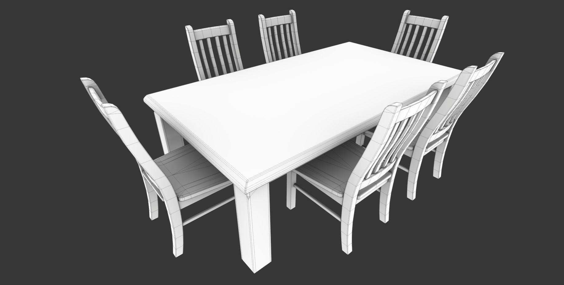 Dinning Table Low-poly 3D model_9