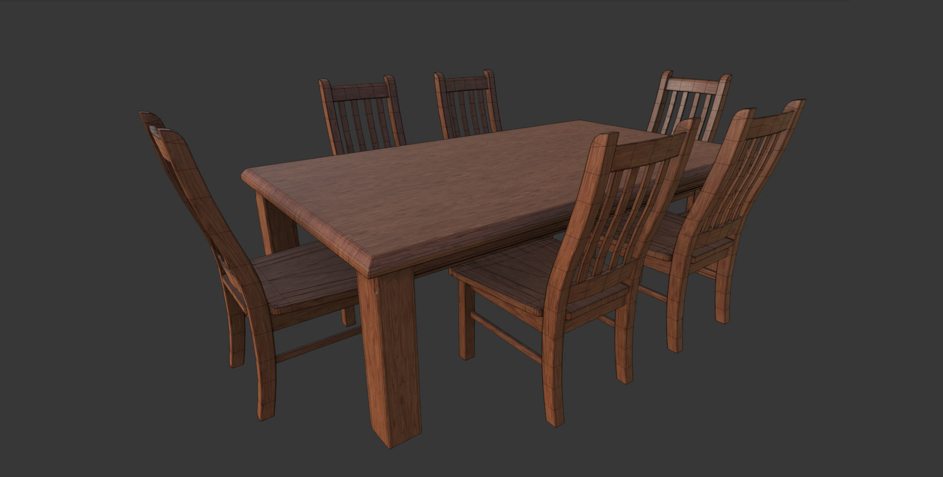 Dinning Table Low-poly 3D model_1
