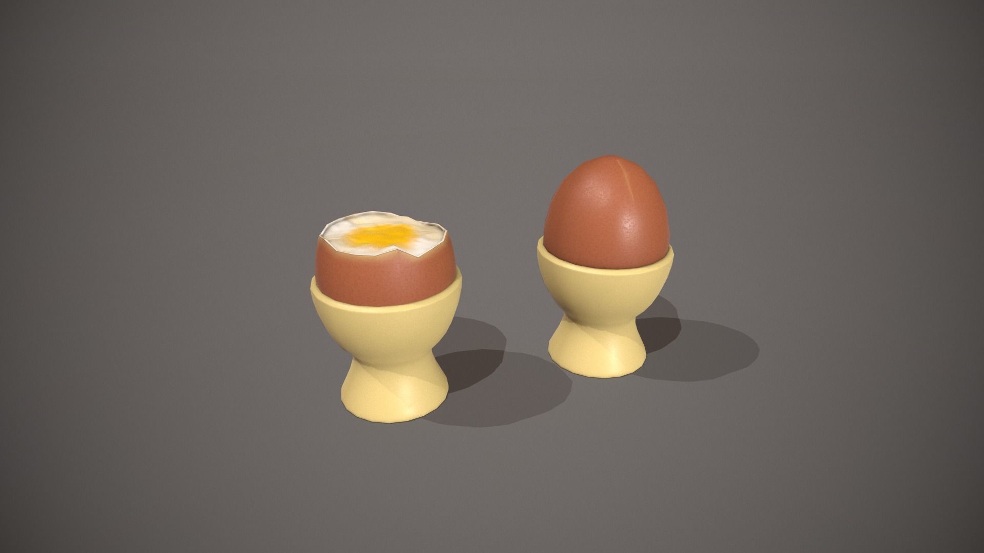 Boiled Egg and Cracked Egg in Cup Low-poly 3D model_6