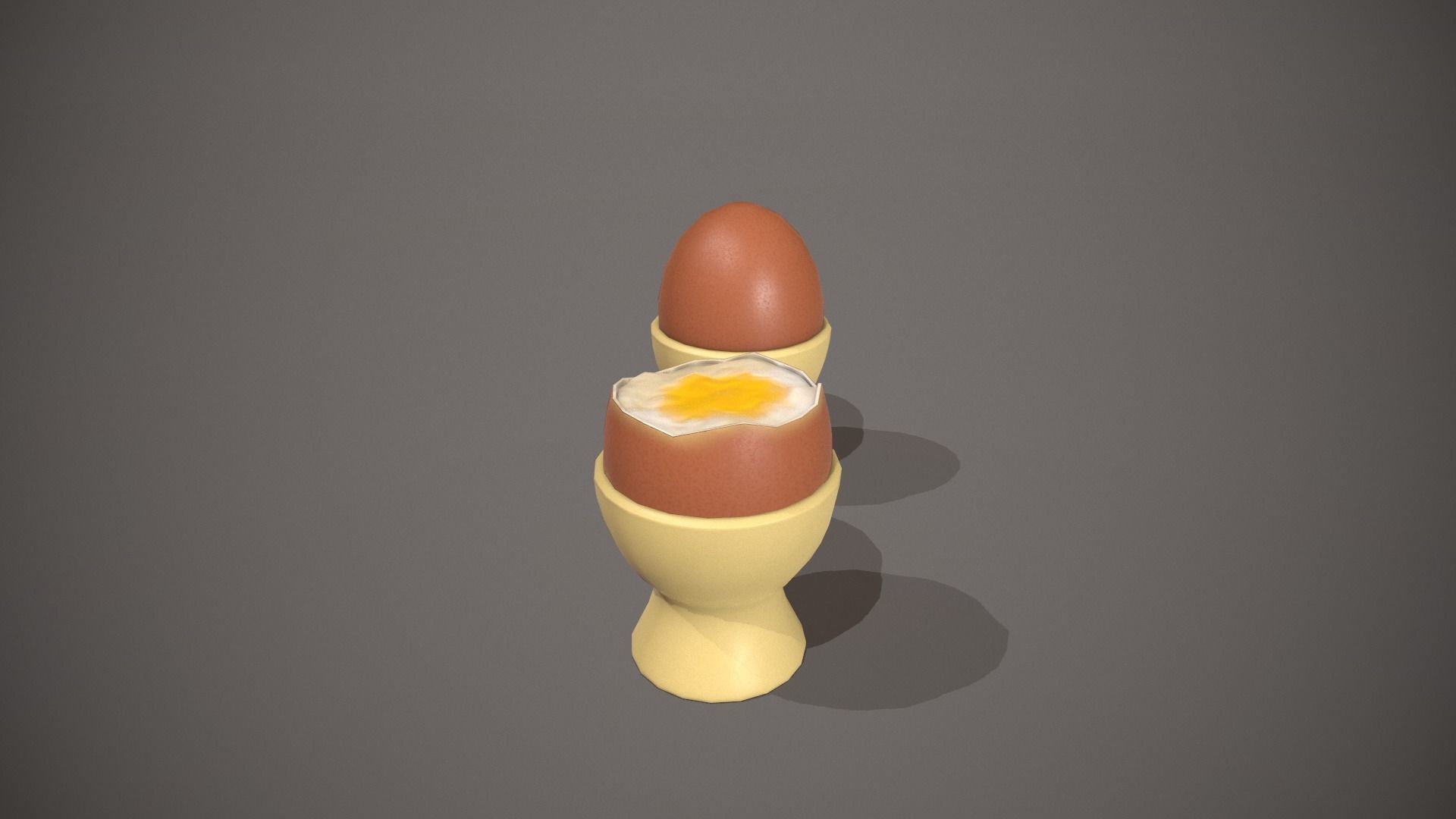 Boiled Egg and Cracked Egg in Cup Low-poly 3D model_8