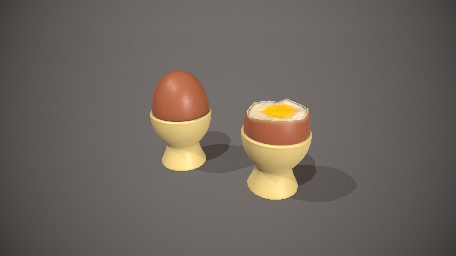 Boiled Egg and Cracked Egg in Cup Low-poly 3D model_10