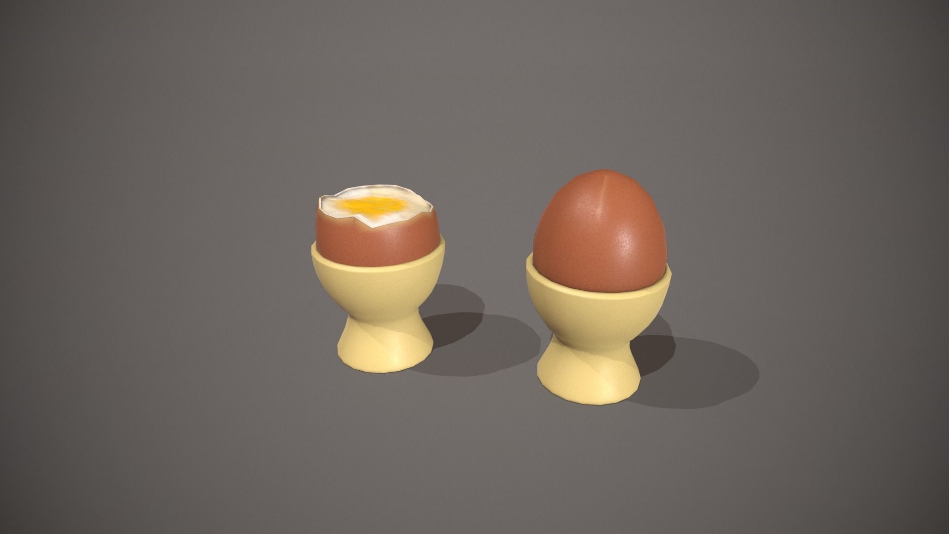 Boiled Egg and Cracked Egg in Cup Low-poly 3D model_5