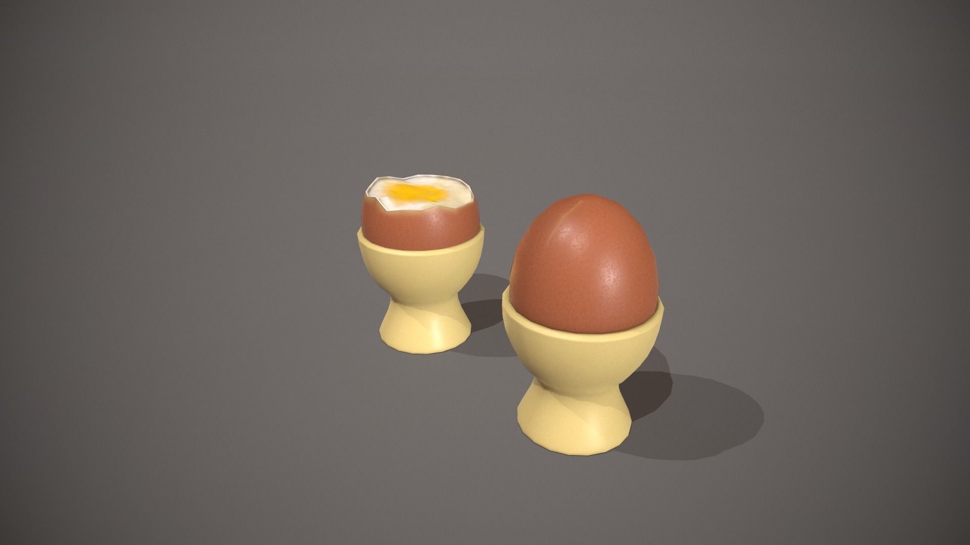 Boiled Egg and Cracked Egg in Cup Low-poly 3D model_4