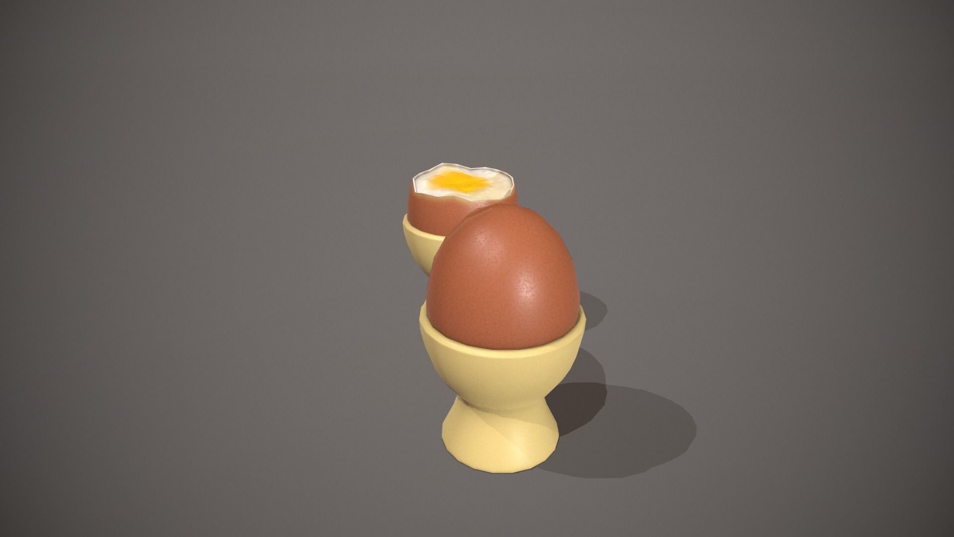 Boiled Egg and Cracked Egg in Cup Low-poly 3D model_3