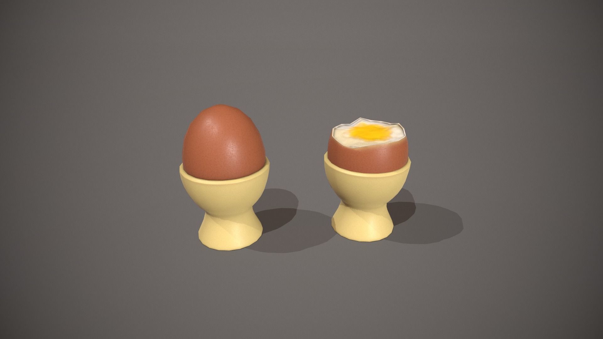 Boiled Egg and Cracked Egg in Cup Low-poly 3D model_11