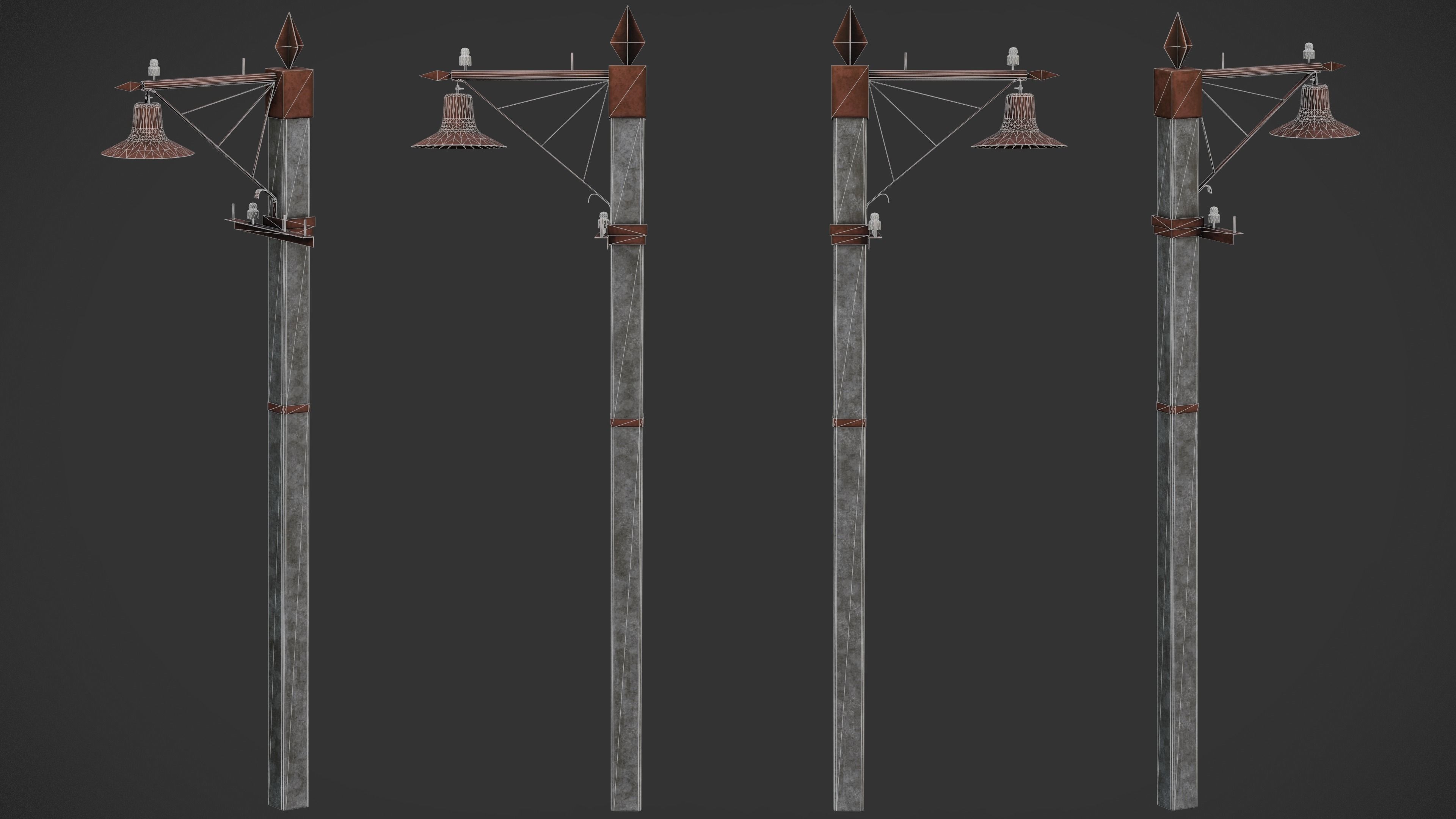 Old Street Lamp Post Pack Low-poly 3D model_8