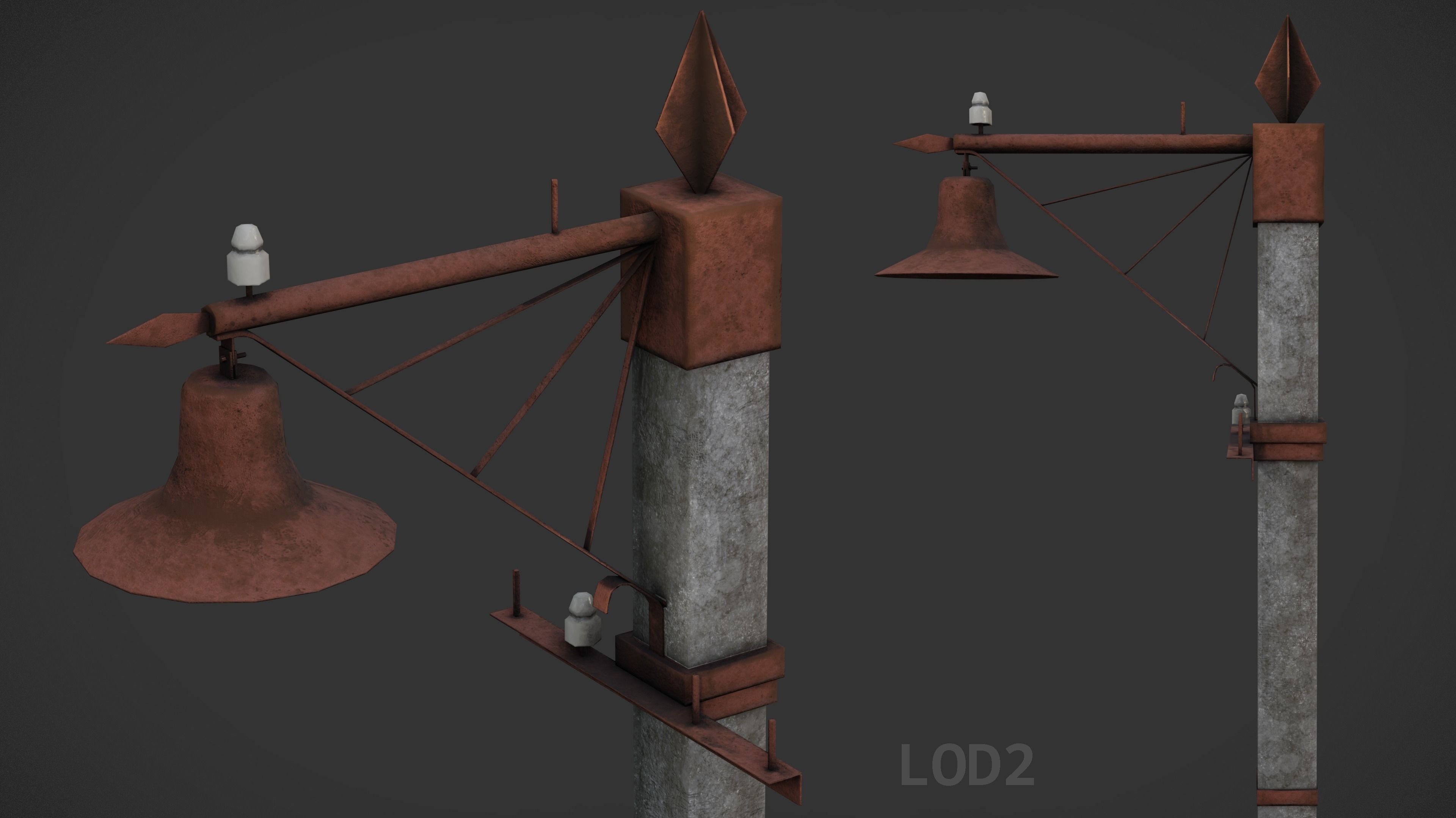 Old Street Lamp Post Pack Low-poly 3D model_19
