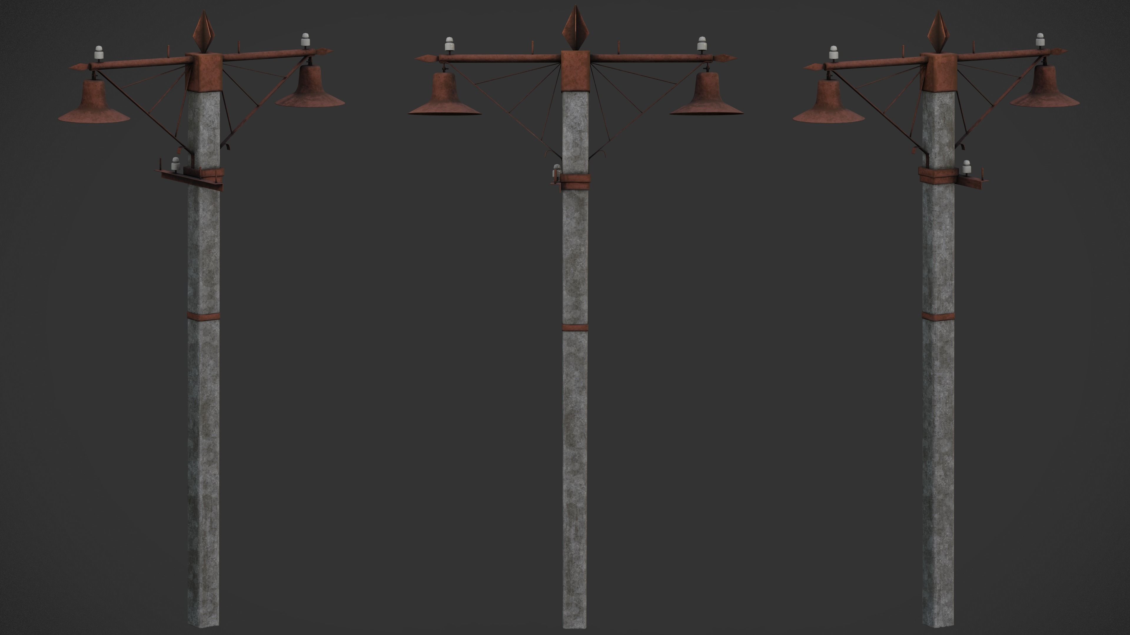 Old Street Lamp Post Pack Low-poly 3D model_11