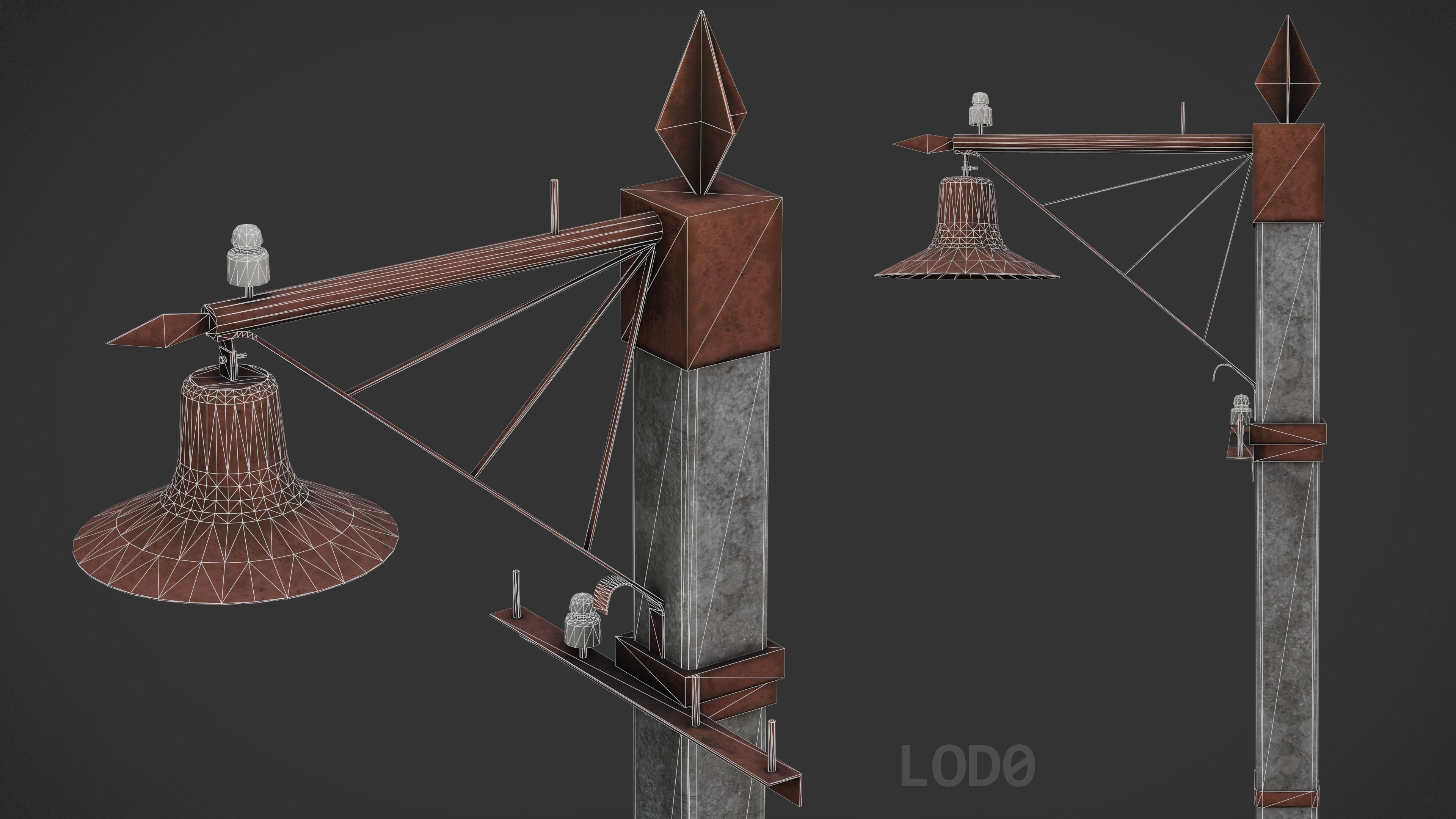 Old Street Lamp Post Pack Low-poly 3D model_16