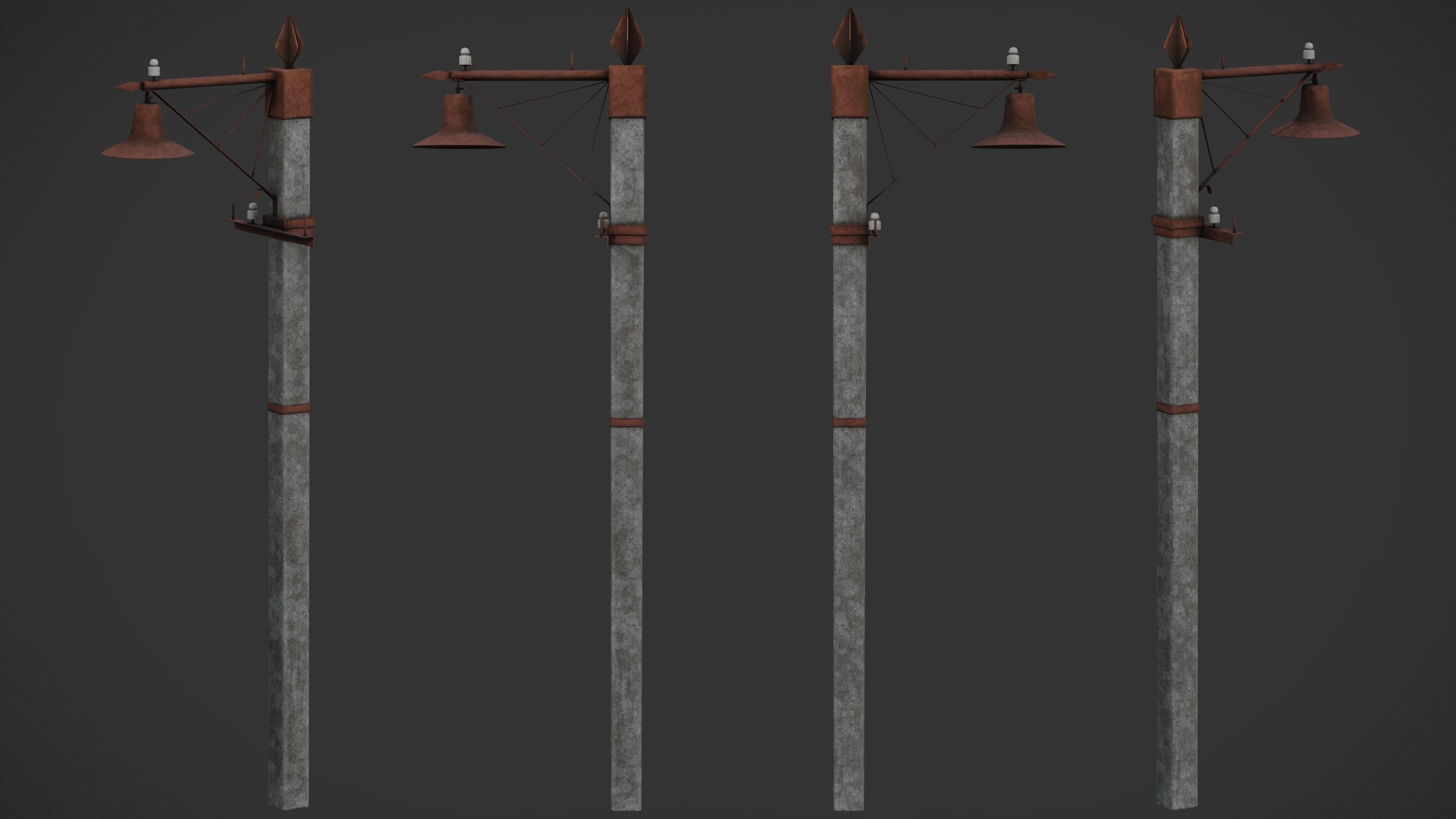 Old Street Lamp Post Pack Low-poly 3D model_7