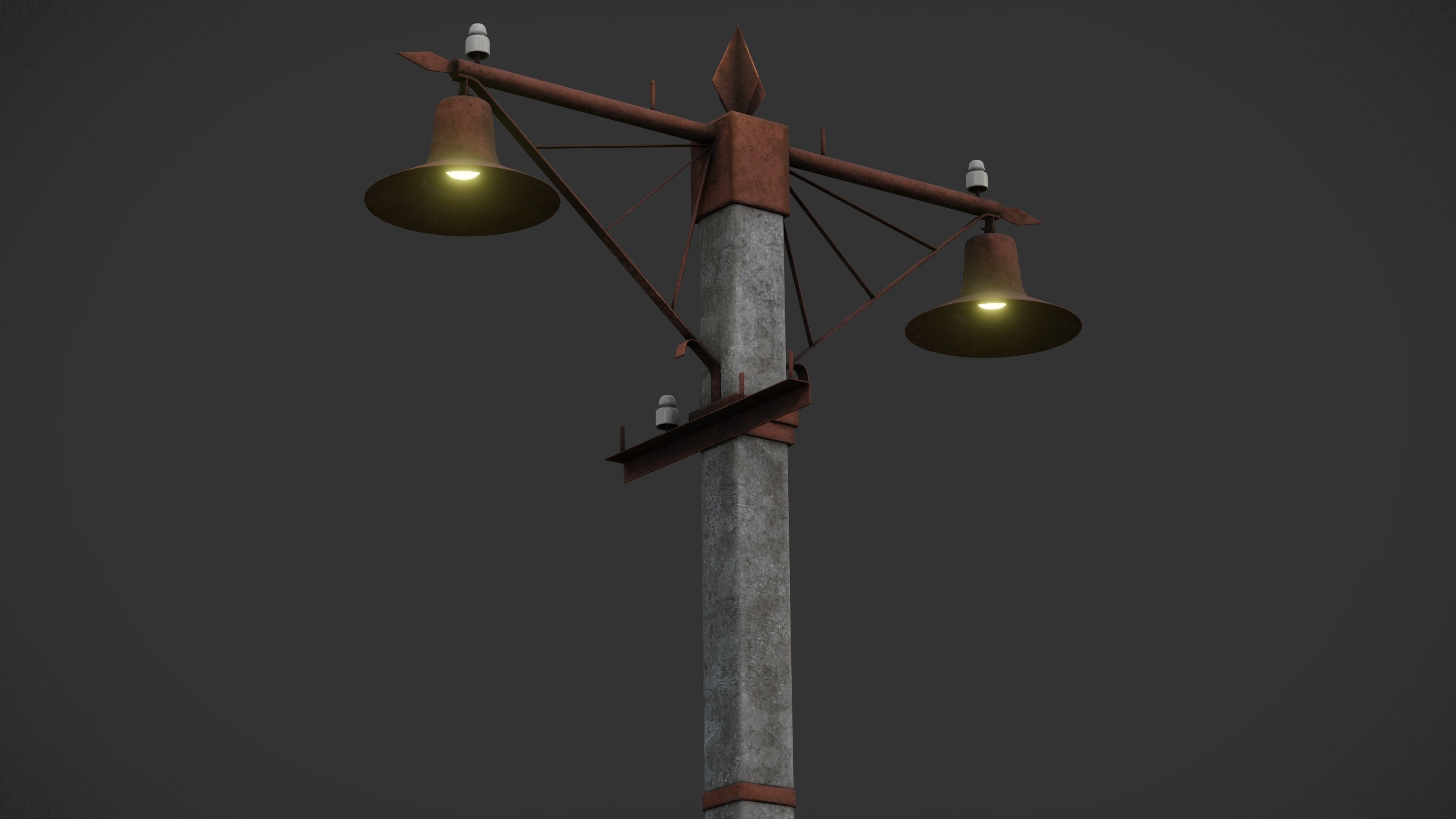 Old Street Lamp Post Pack Low-poly 3D model_10