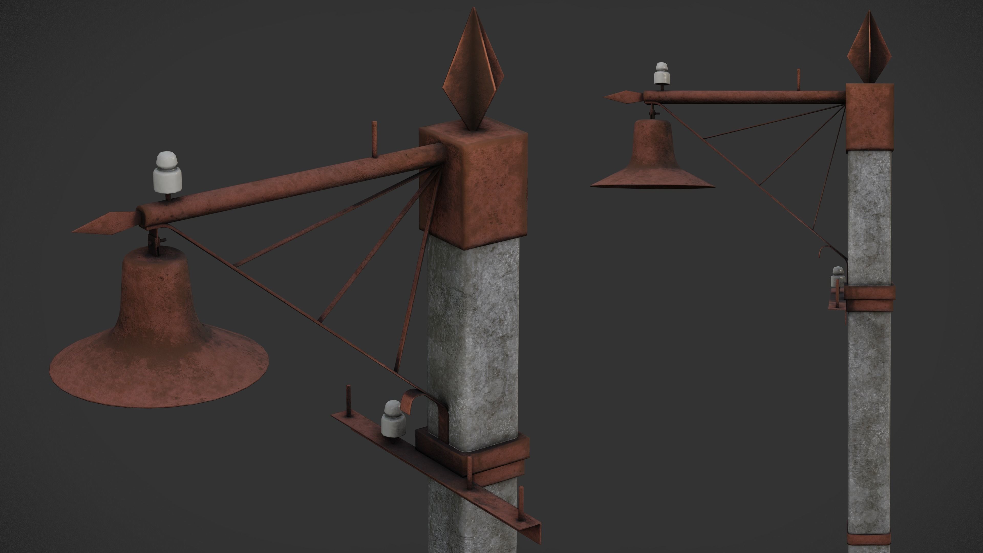 Old Street Lamp Post Pack Low-poly 3D model_4
