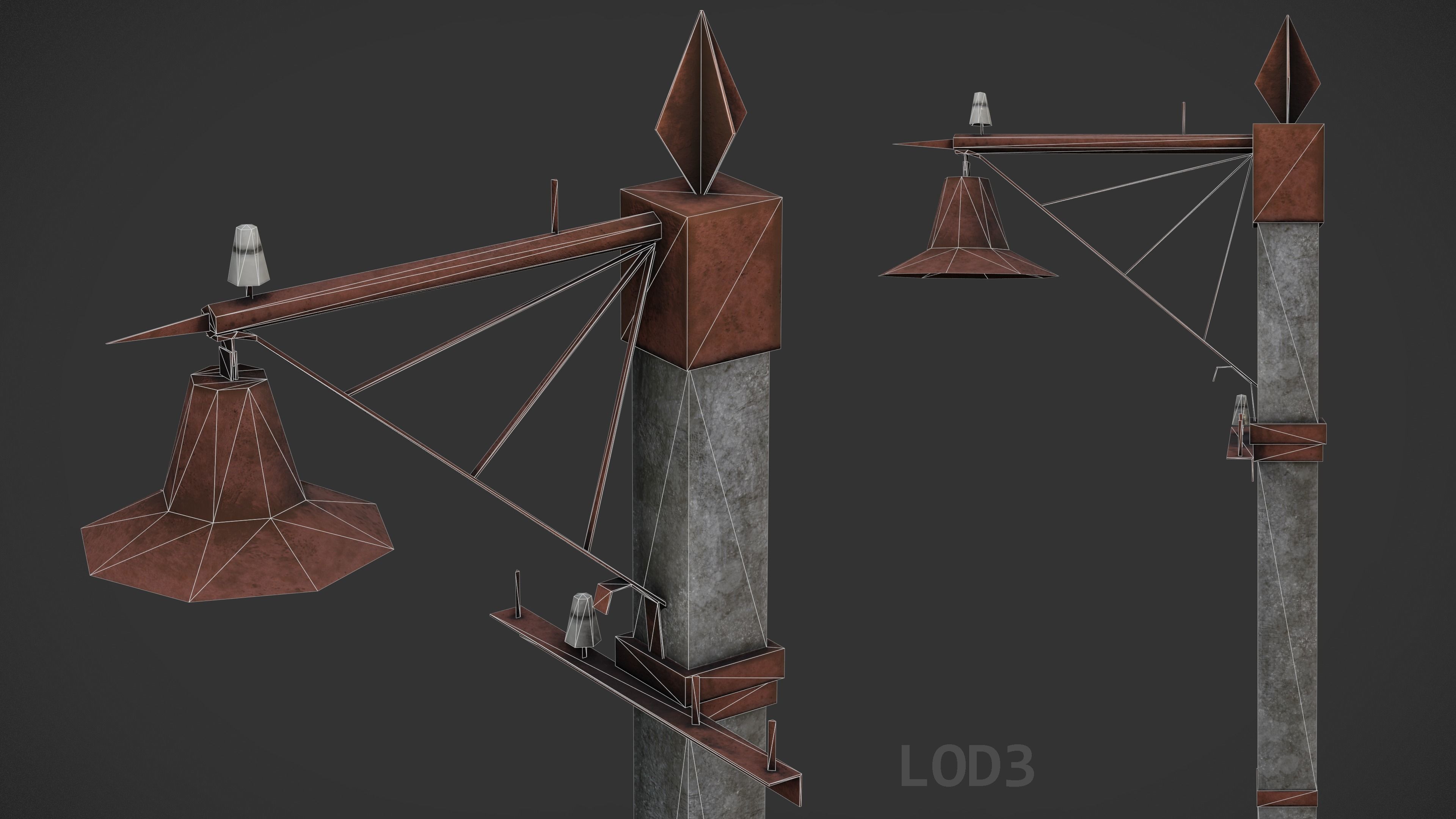 Old Street Lamp Post Pack Low-poly 3D model_22
