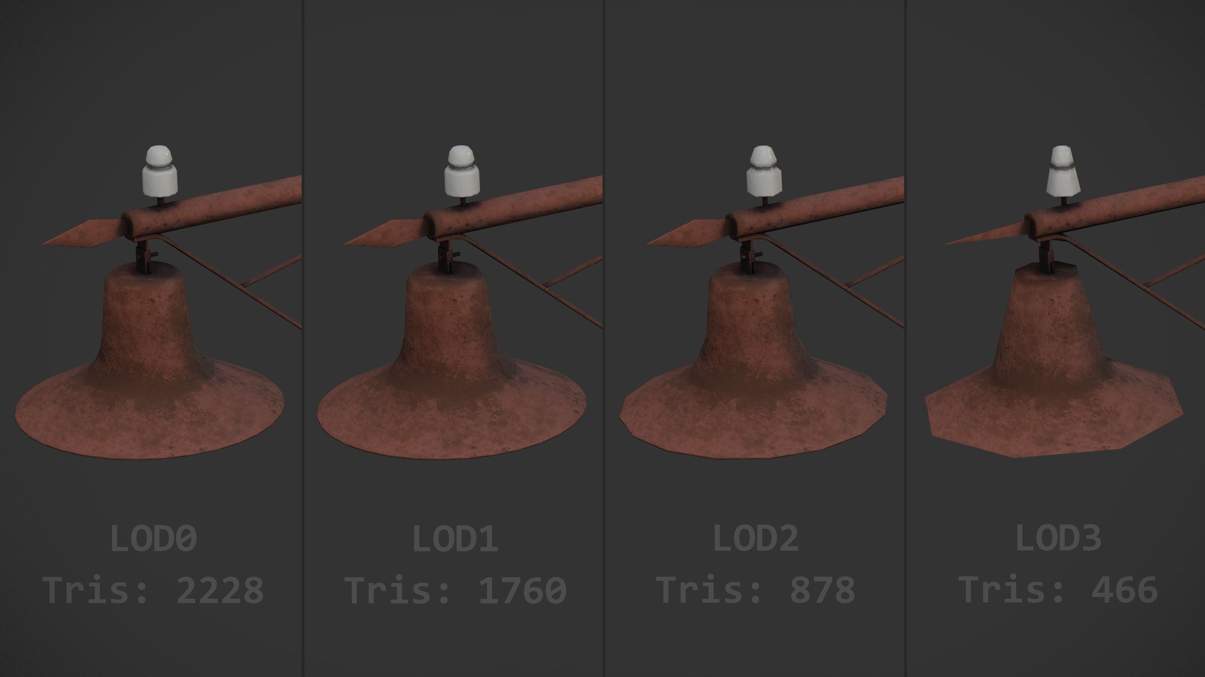 Old Street Lamp Post Pack Low-poly 3D model_13