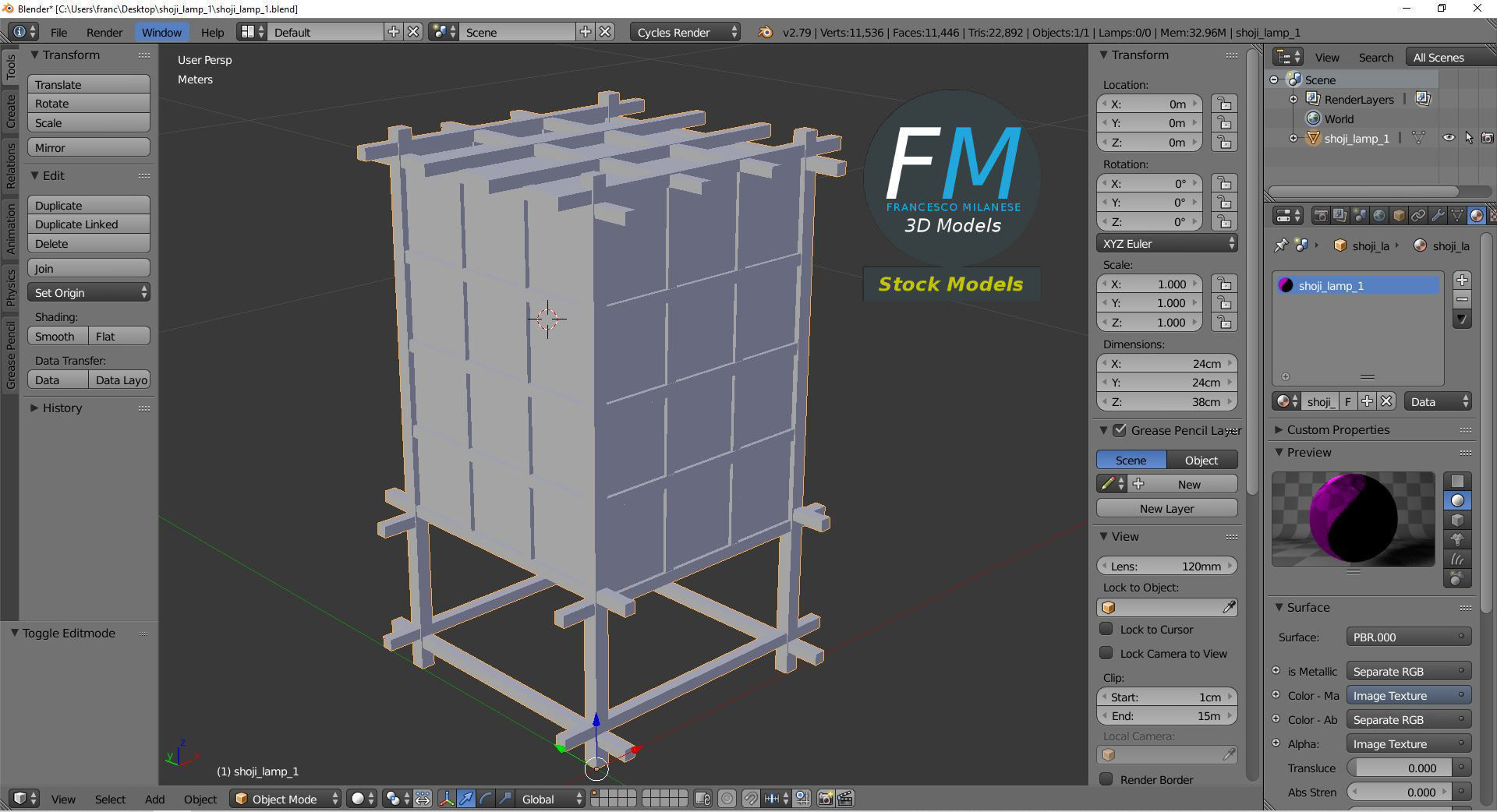Shoji lamp 1 3D model_9
