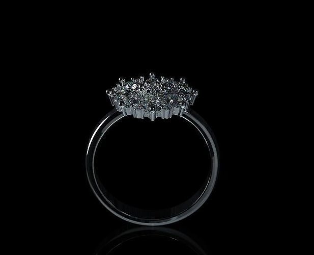 Ring 4 diamond cluster 3D print model