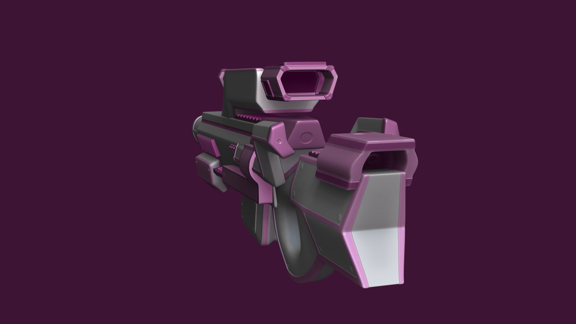 Sci-Fi Assault Rifle - Female Character Design Low-poly 3D model_6