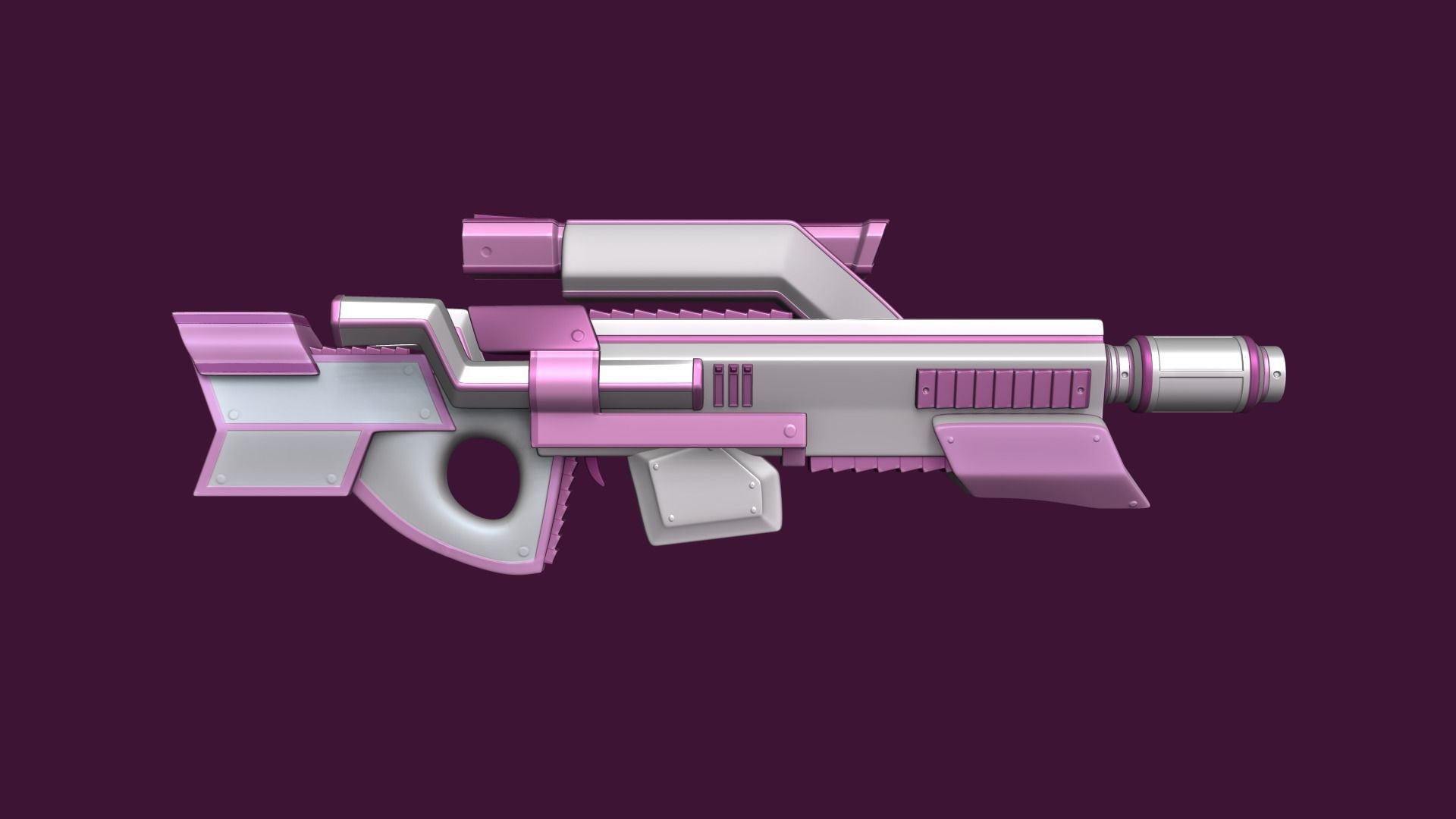 Sci-Fi Assault Rifle - Female Character Design Low-poly 3D model_3