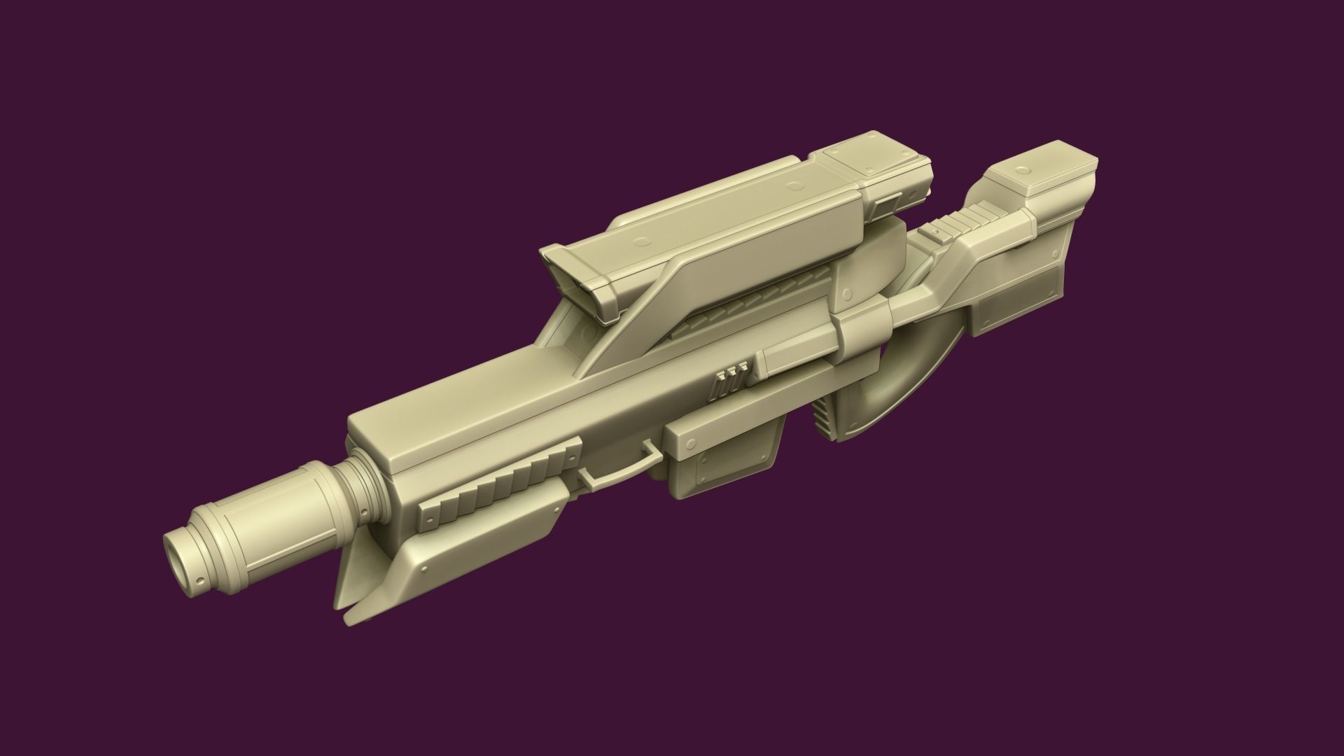 Sci-Fi Assault Rifle - Female Character Design Low-poly 3D model_5