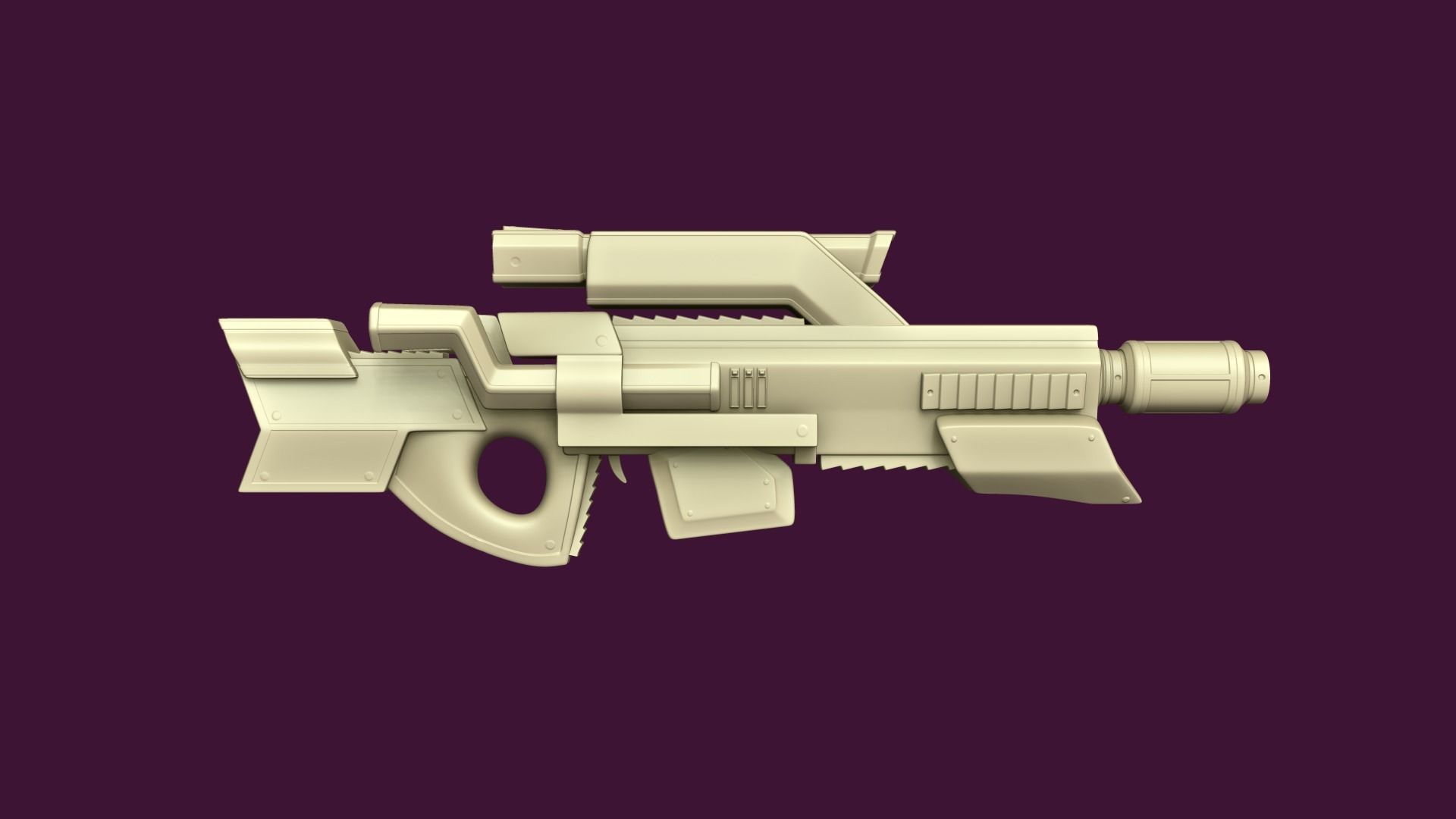 Sci-Fi Assault Rifle - Female Character Design Low-poly 3D model_4