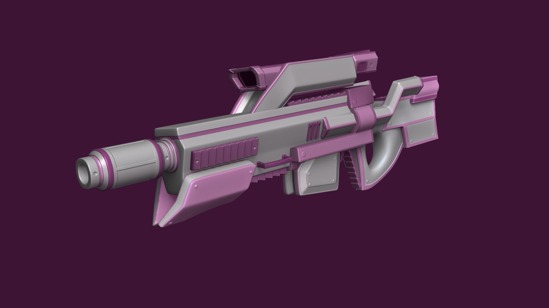 Sci-Fi Assault Rifle - Female Character Design Low-poly 3D model_1