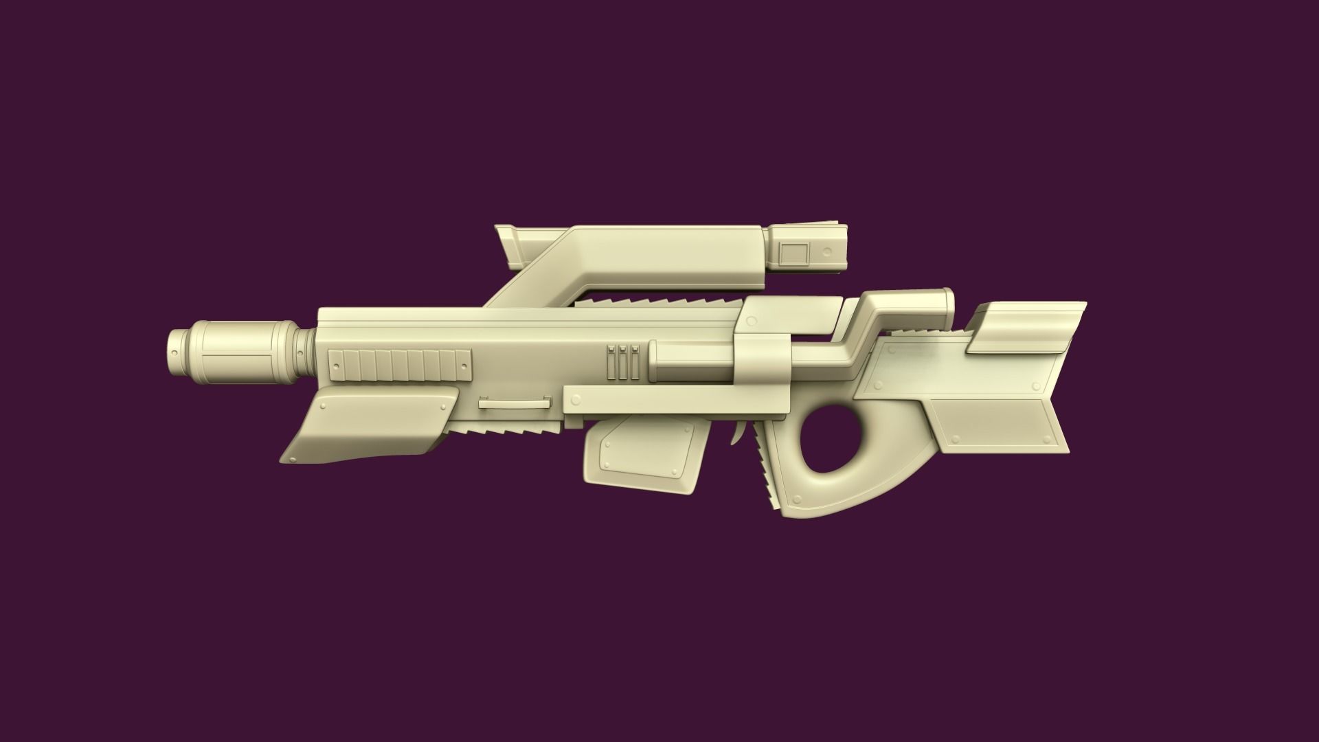 Sci-Fi Assault Rifle - Female Character Design Low-poly 3D model_2