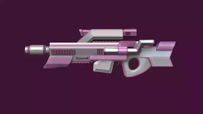 Sci-Fi Assault Rifle - Female Character Design Low-poly 3D model