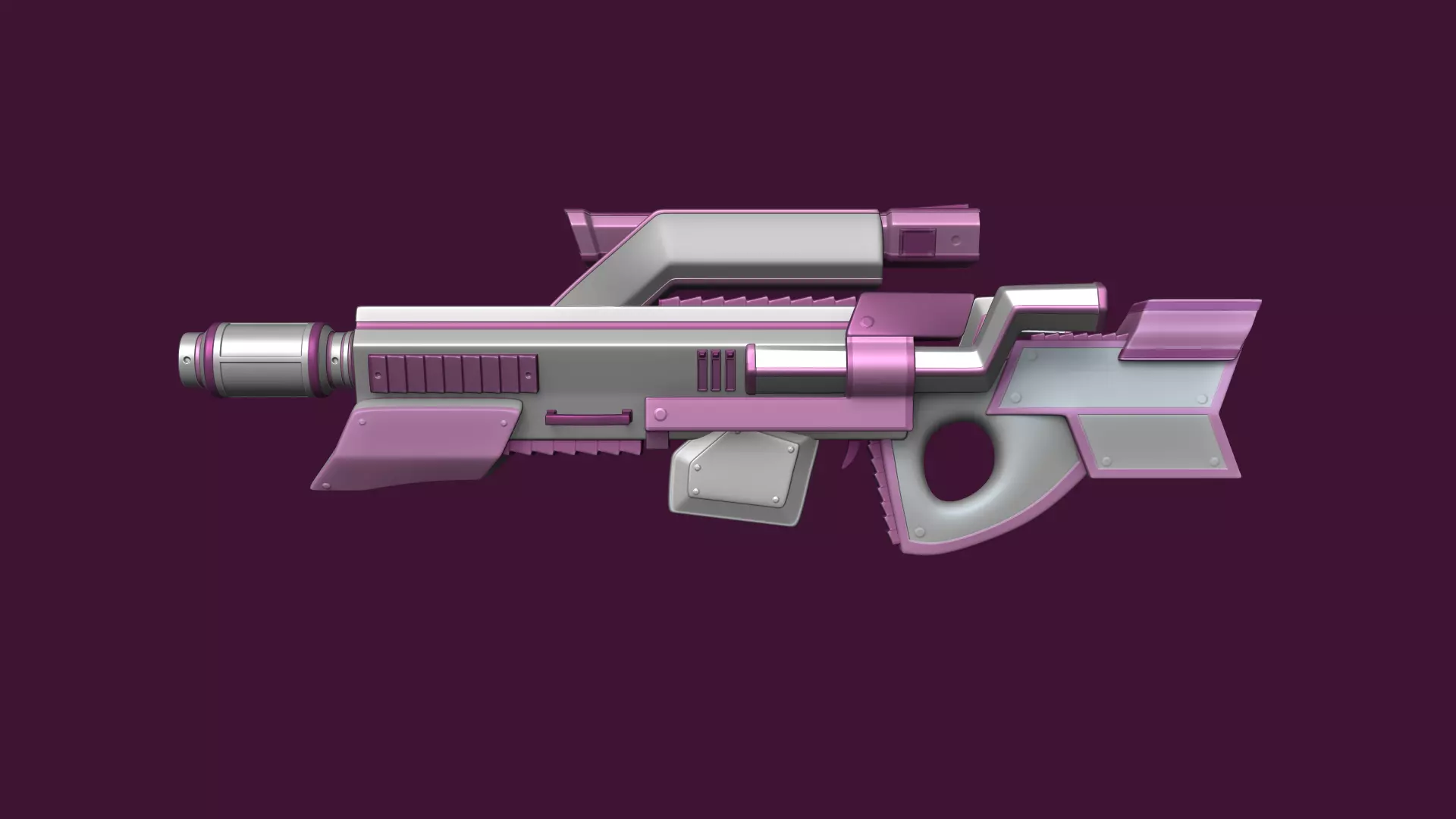 Sci-Fi Assault Rifle - Female Character Design Low-poly 3D model_0