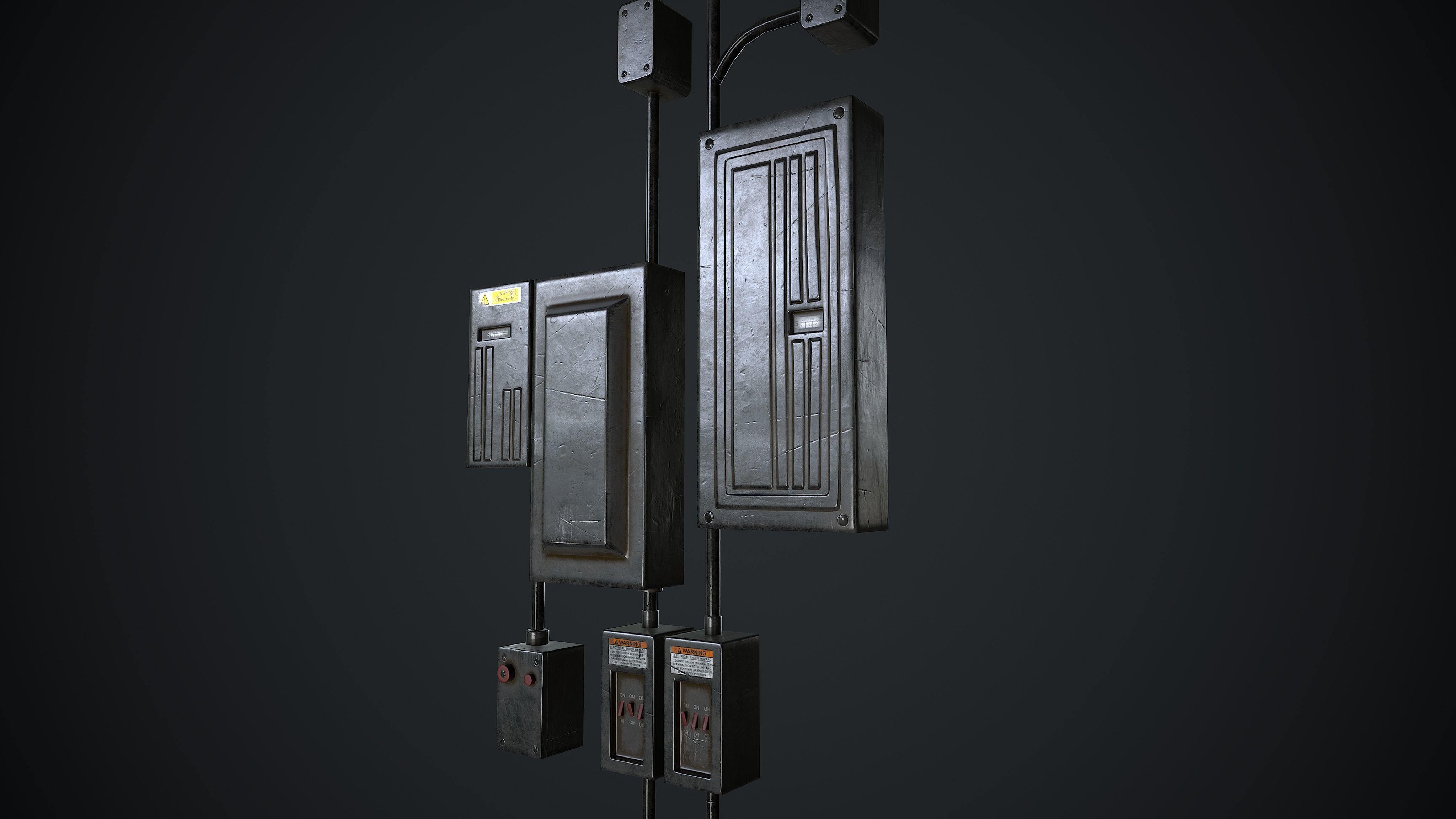 Fuse Box Electrical Panel Low-poly 3D model_4