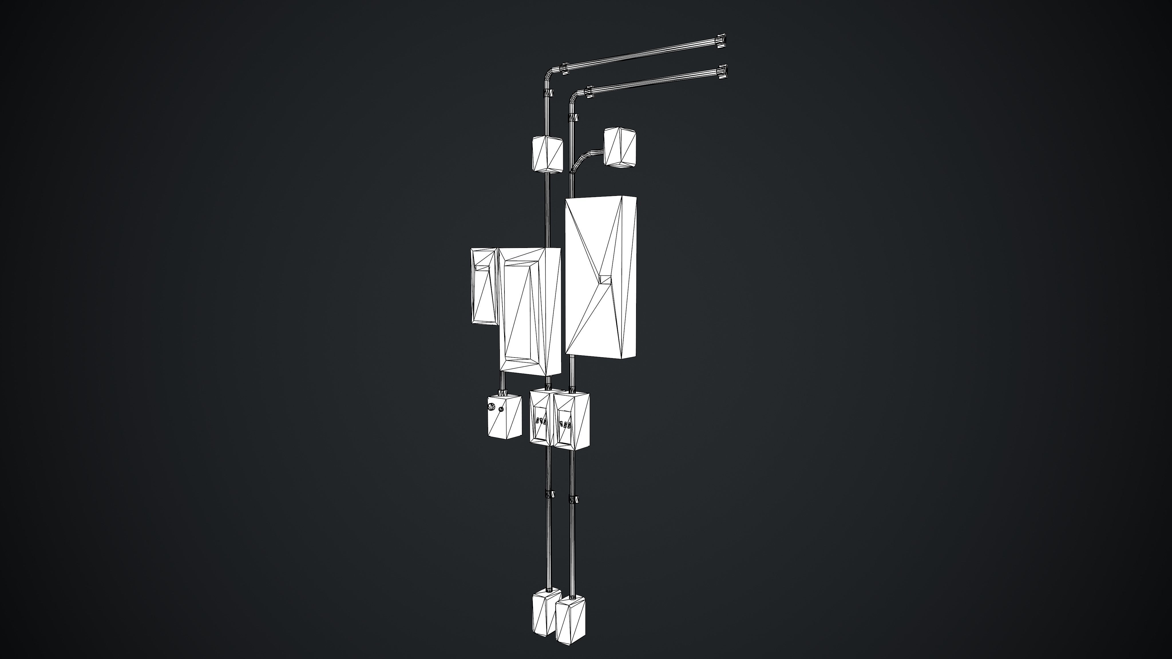 Fuse Box Electrical Panel Low-poly 3D model_7