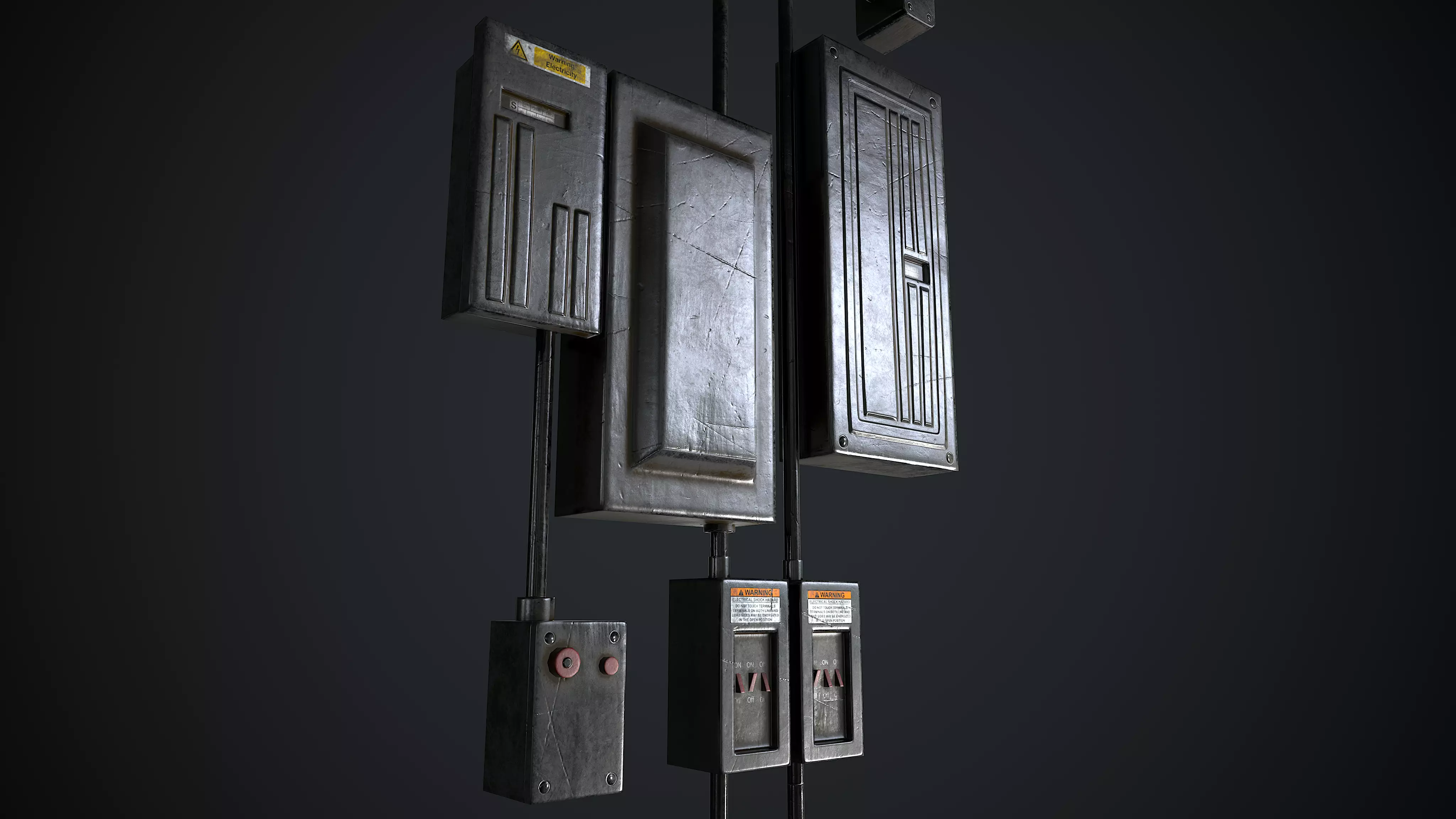 Fuse Box Electrical Panel Low-poly 3D model_0