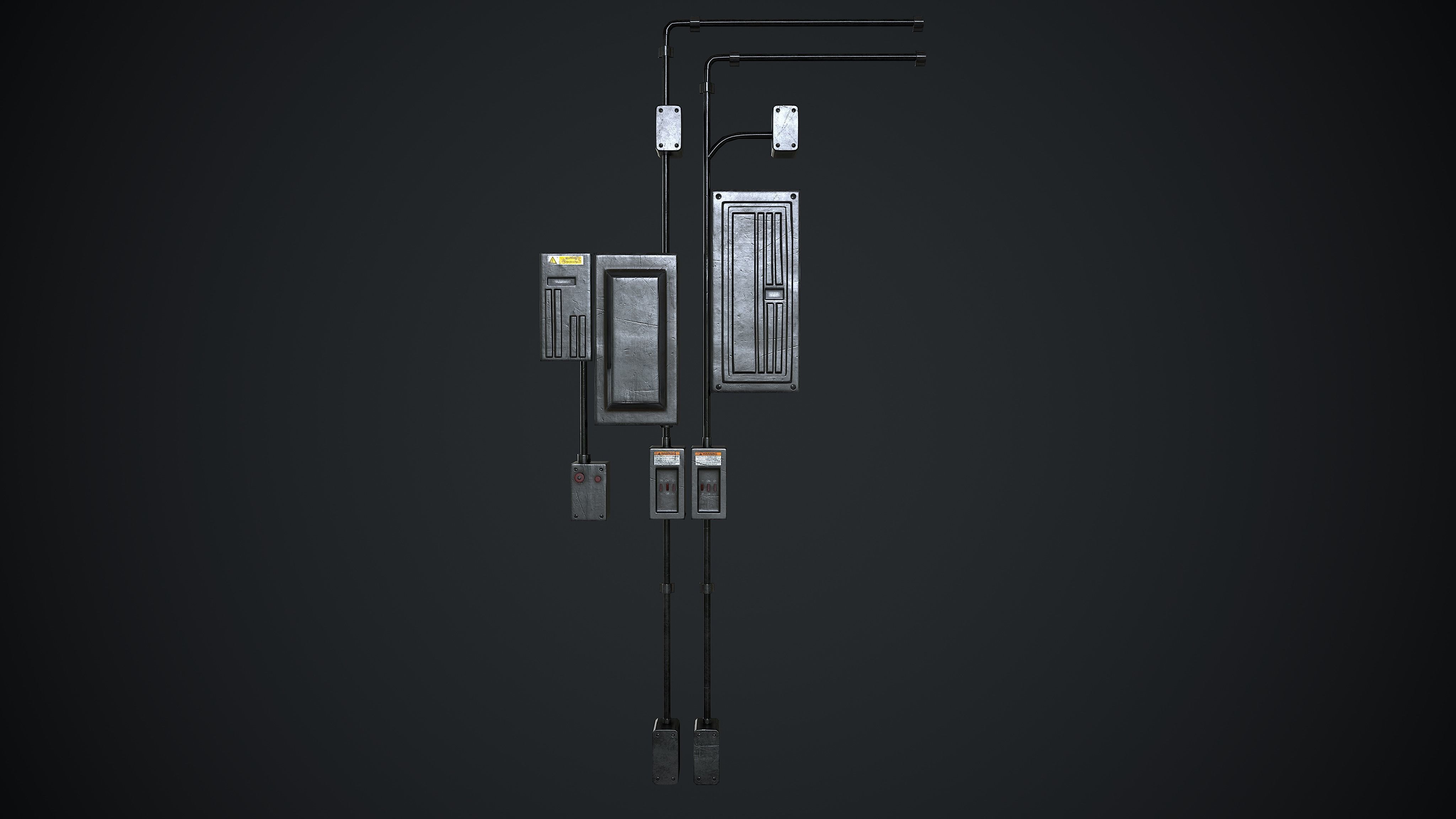 Fuse Box Electrical Panel Low-poly 3D model_3