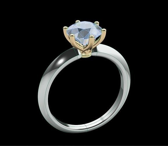 Ring 8 engagement with sapphire 3D print model