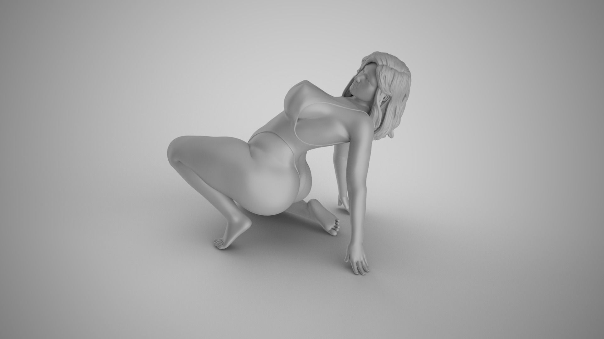 Woman Back Bend Knee Up 3D print model_3