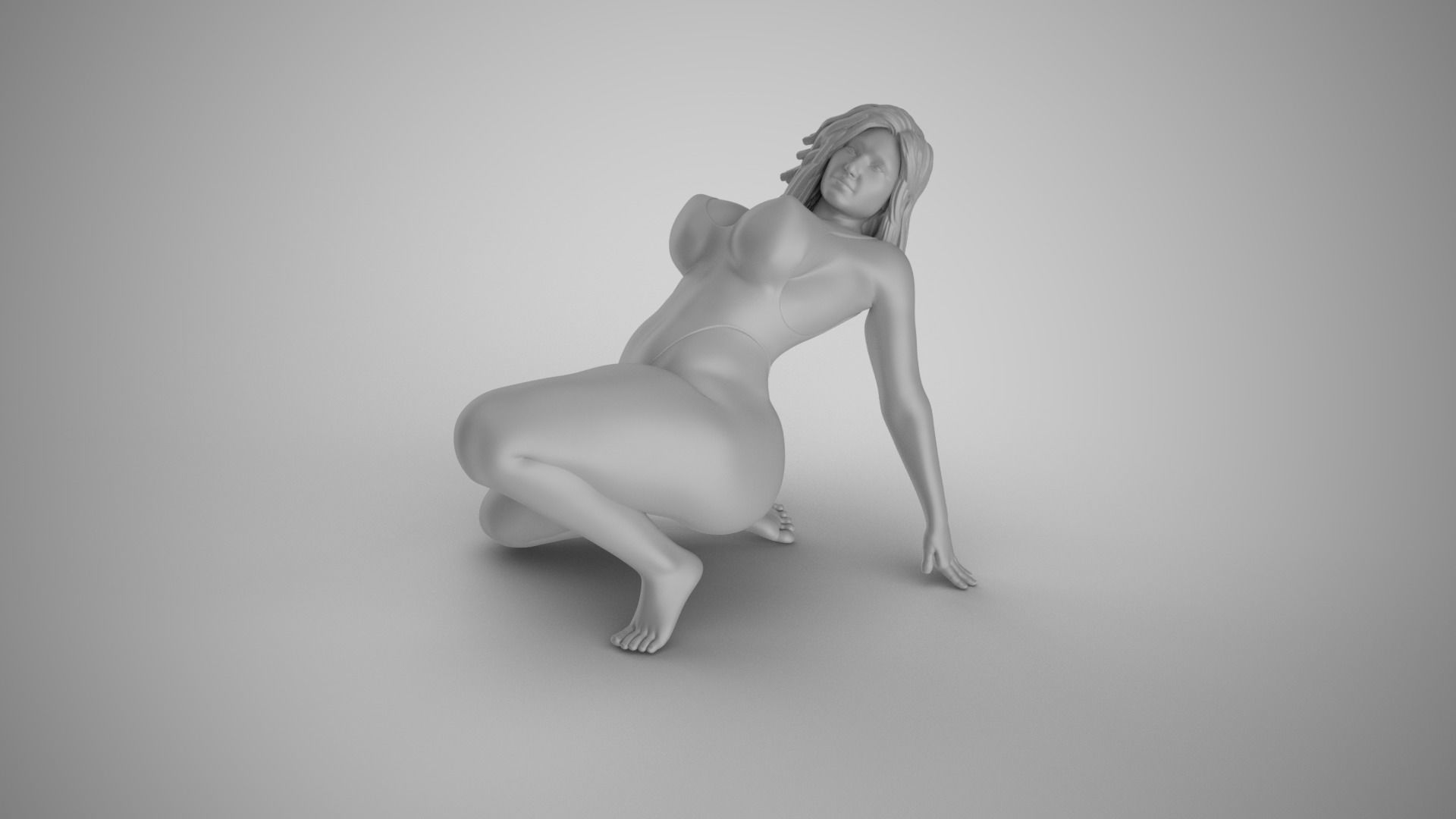 Woman Back Bend Knee Up 3D print model_2
